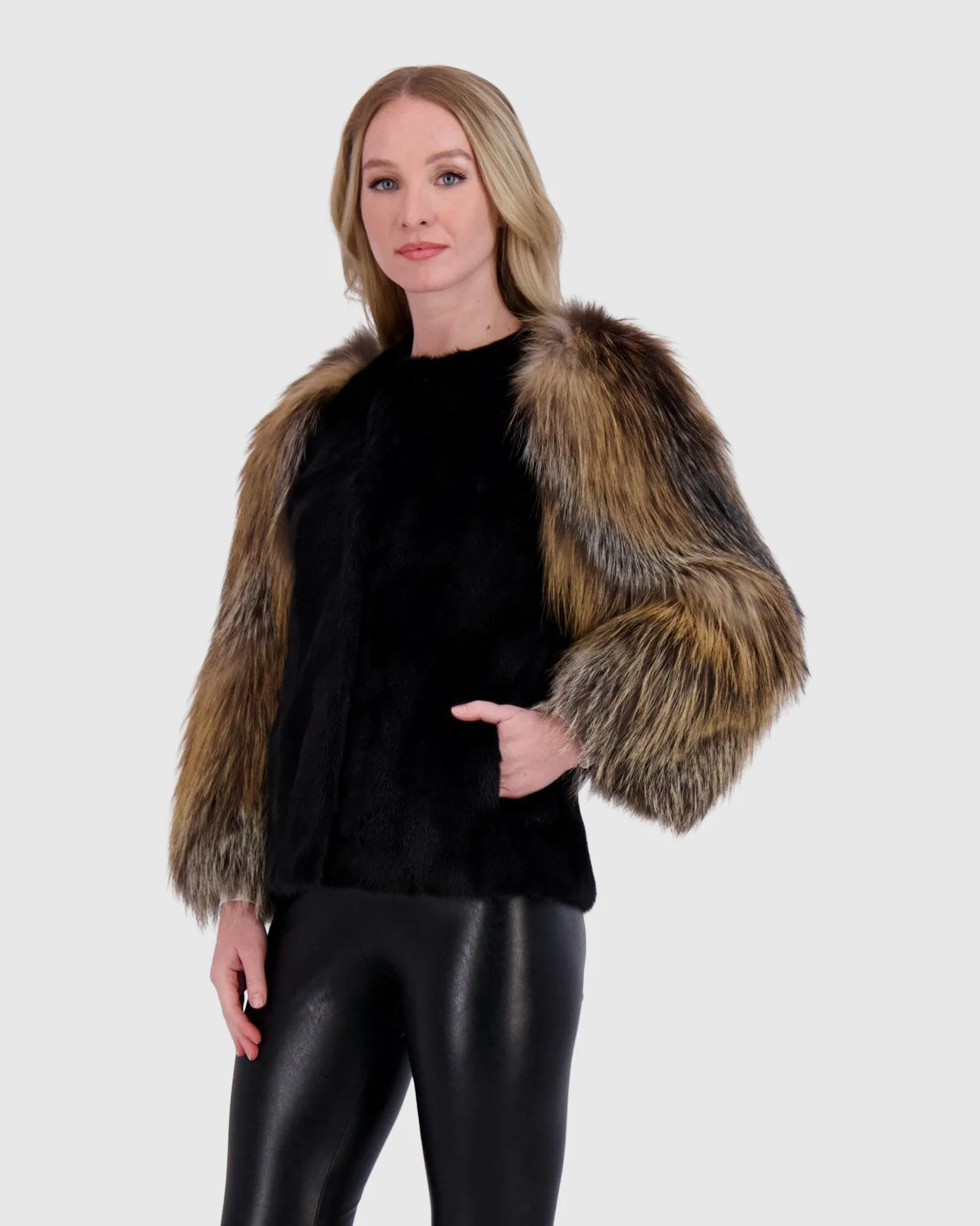 MINK JACKET WITH FOX SLEEVES - Image 3