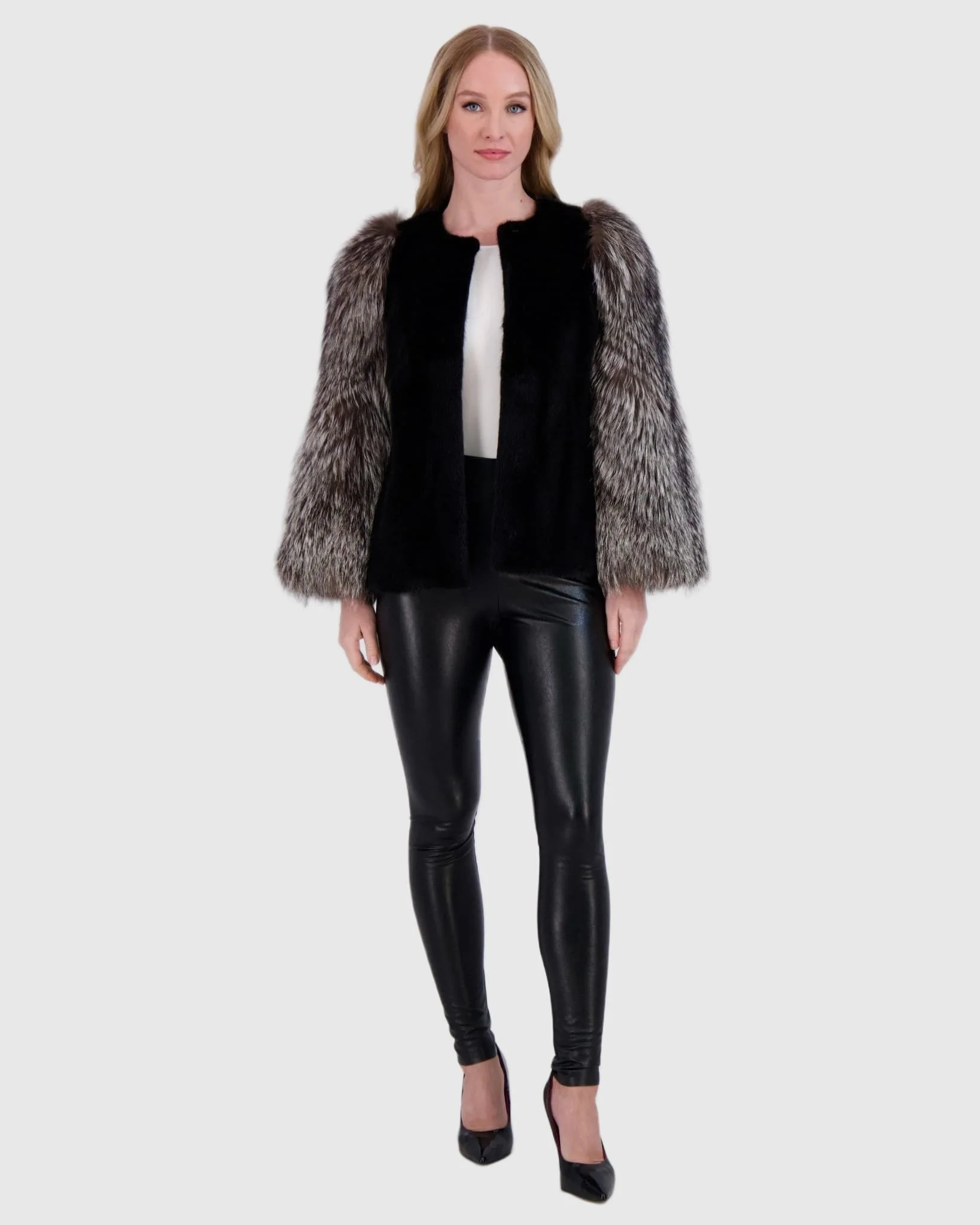 MINK JACKET WITH FOX SLEEVES - Image 4
