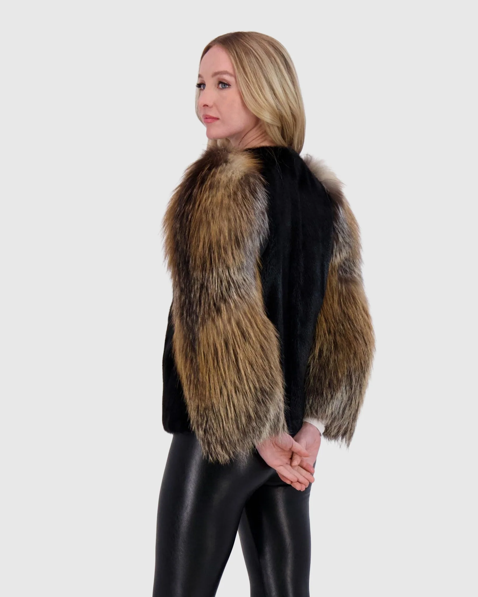 MINK JACKET WITH FOX SLEEVES - Image 9