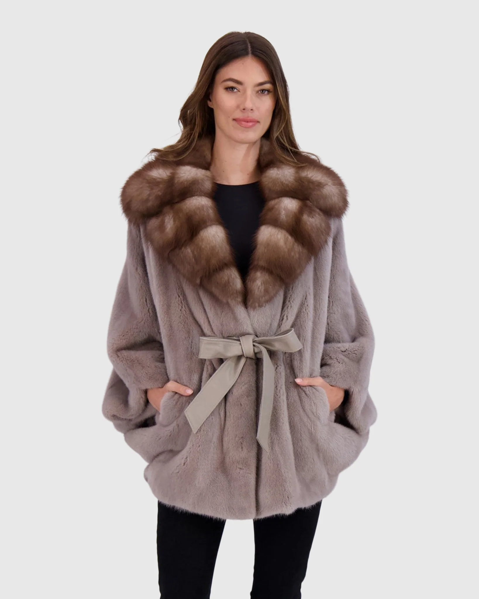 MINK JACKET WITH STONE MARTEN COLLAR