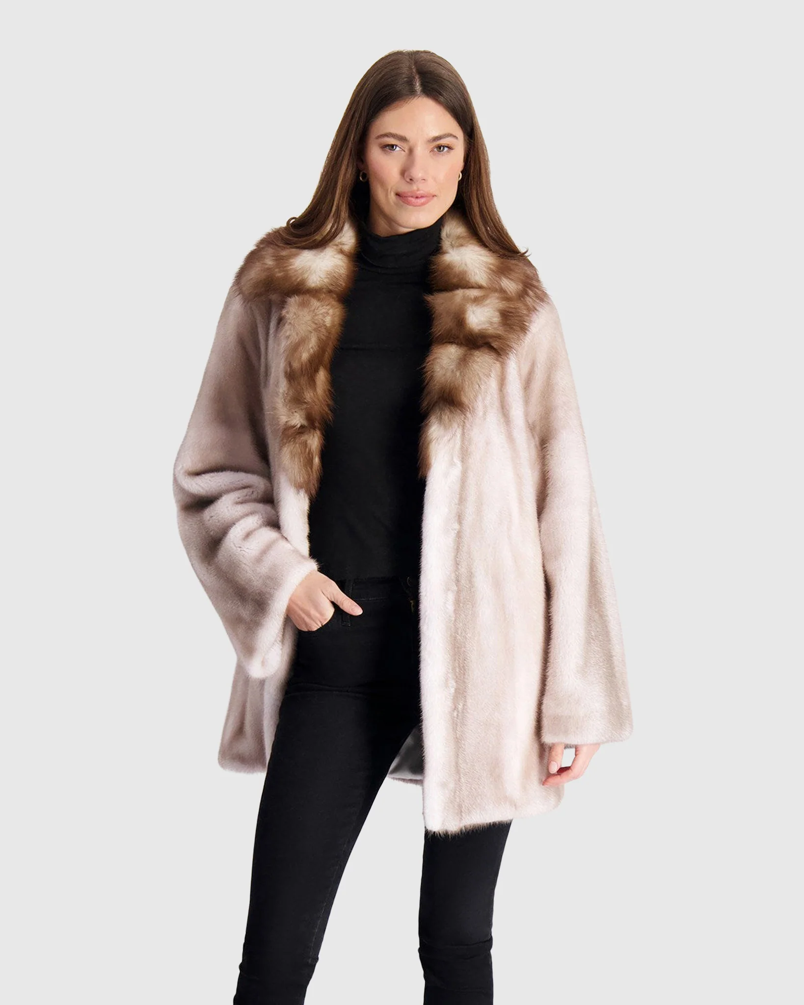 MINK JACKET WITH STONE MARTEN COLLAR - Image 3