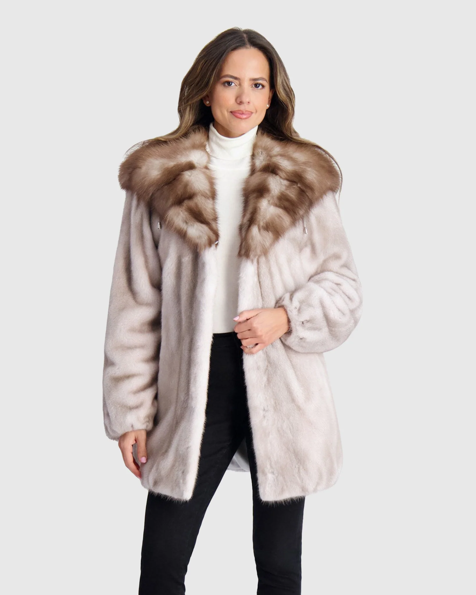 MINK JACKET WITH STONE MARTEN HOOD - Image 2