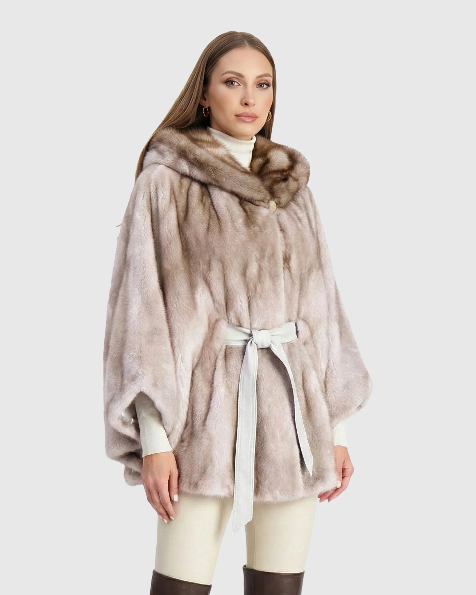 MINK JACKET WITH STONE MARTEN HOOD TRIM - Image 10