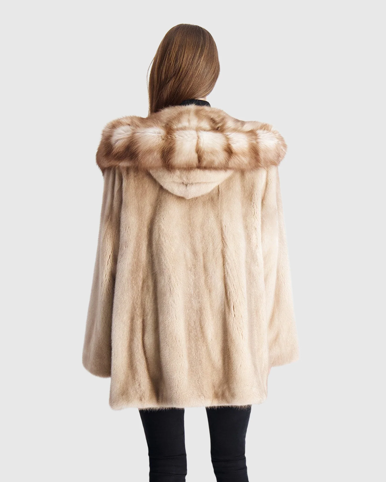 MINK JACKET WITH STONE MARTEN HOOD TRIM - Image 4
