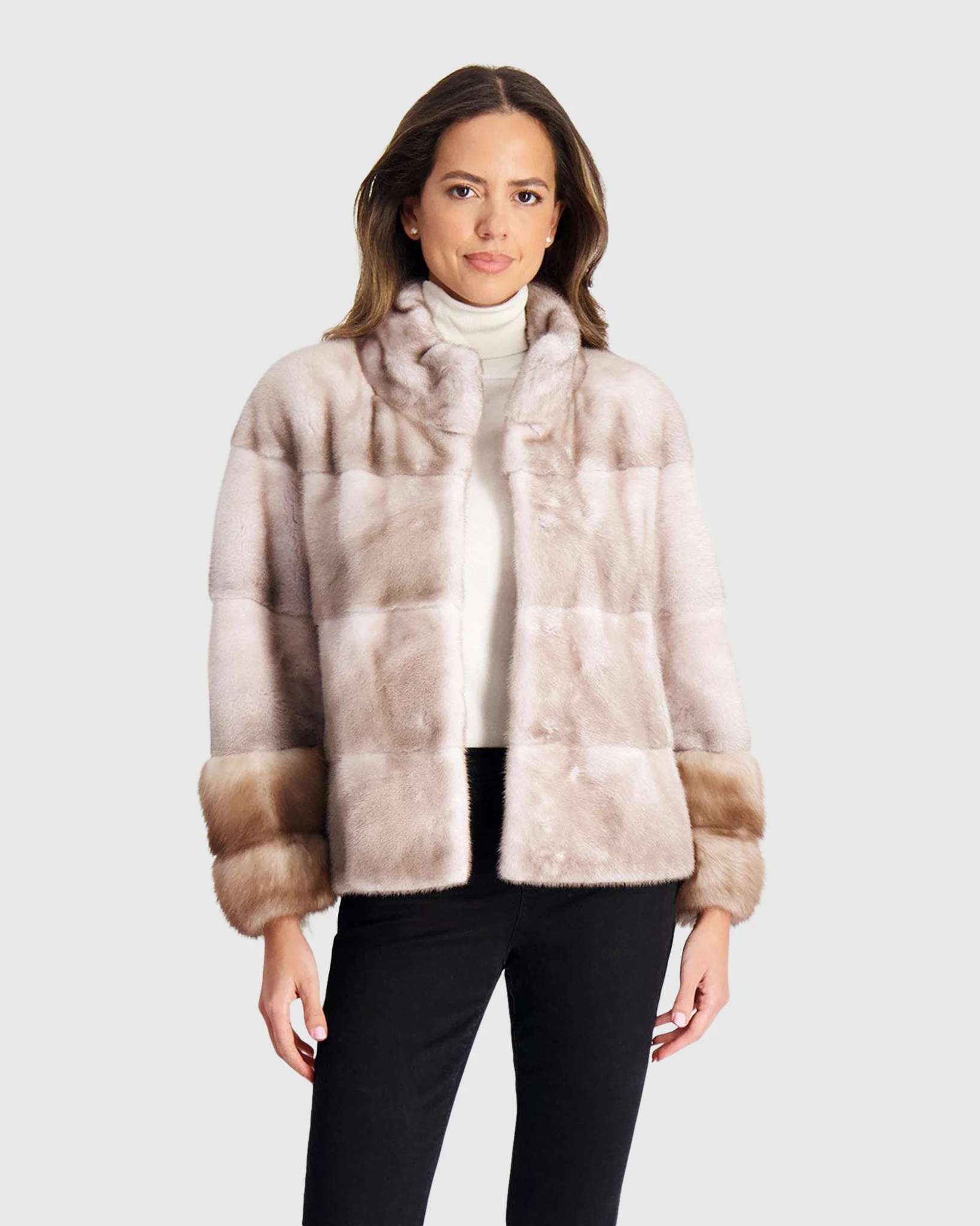 Mink Jacket With Stone Marten Trim - Image 2