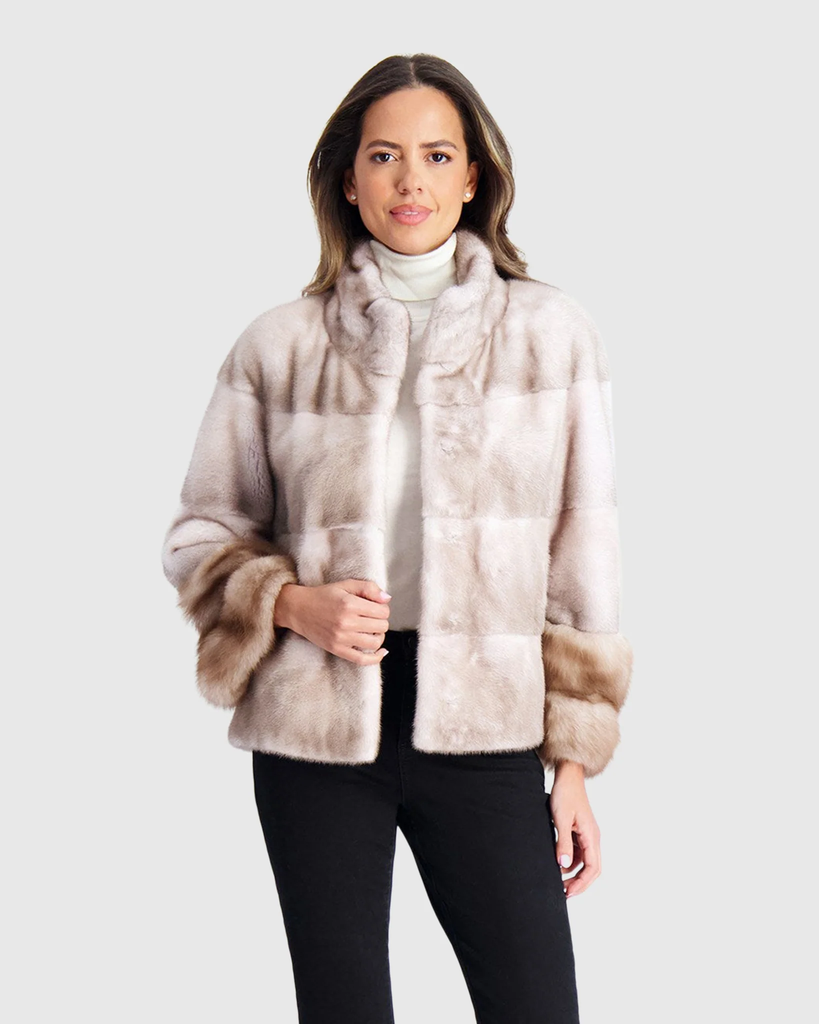 Mink Jacket With Stone Marten Trim - Image 3