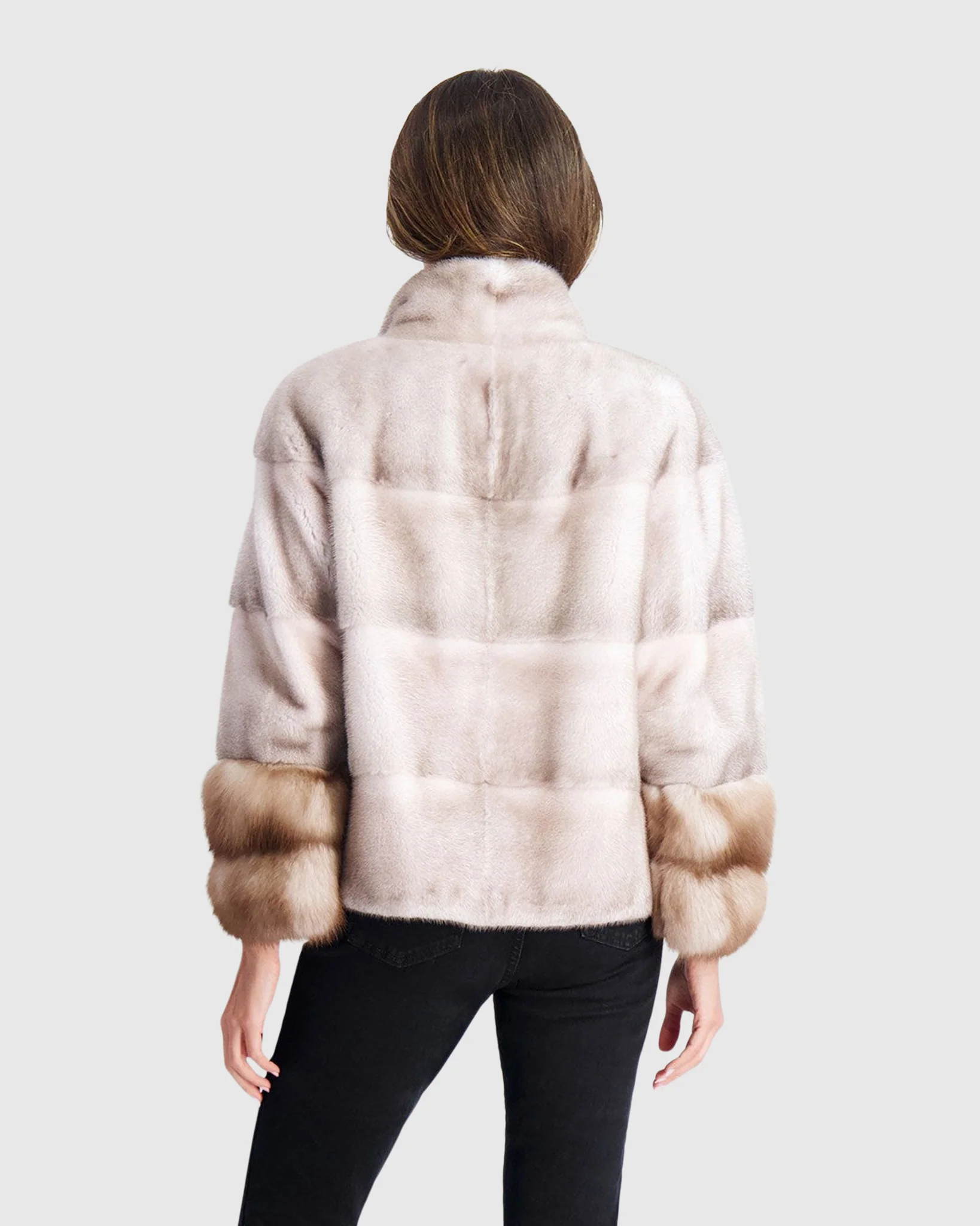 Mink Jacket With Stone Marten Trim - Image 4