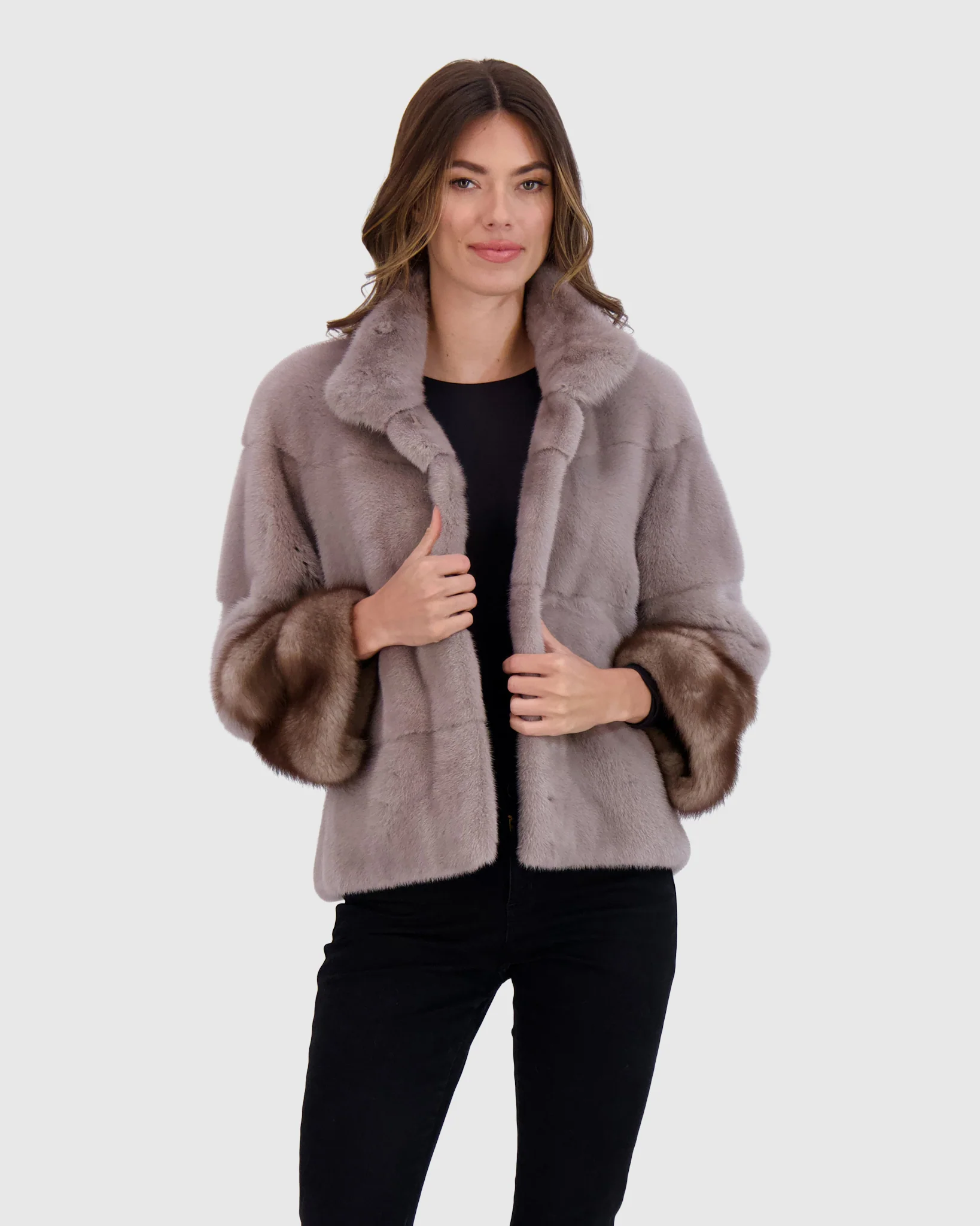 Mink Jacket With Stone Marten Trim - Image 5