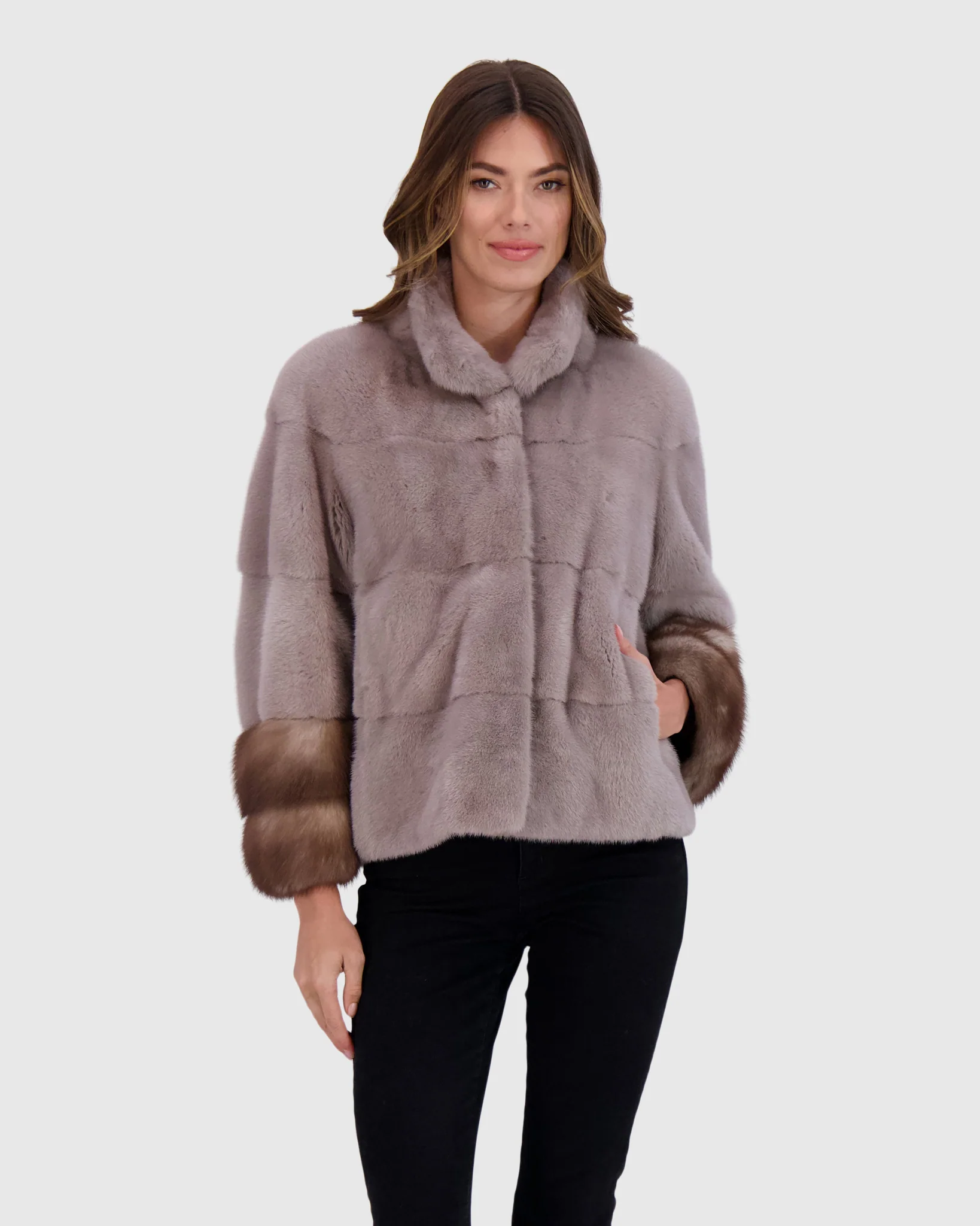 Mink Jacket With Stone Marten Trim - Image 6