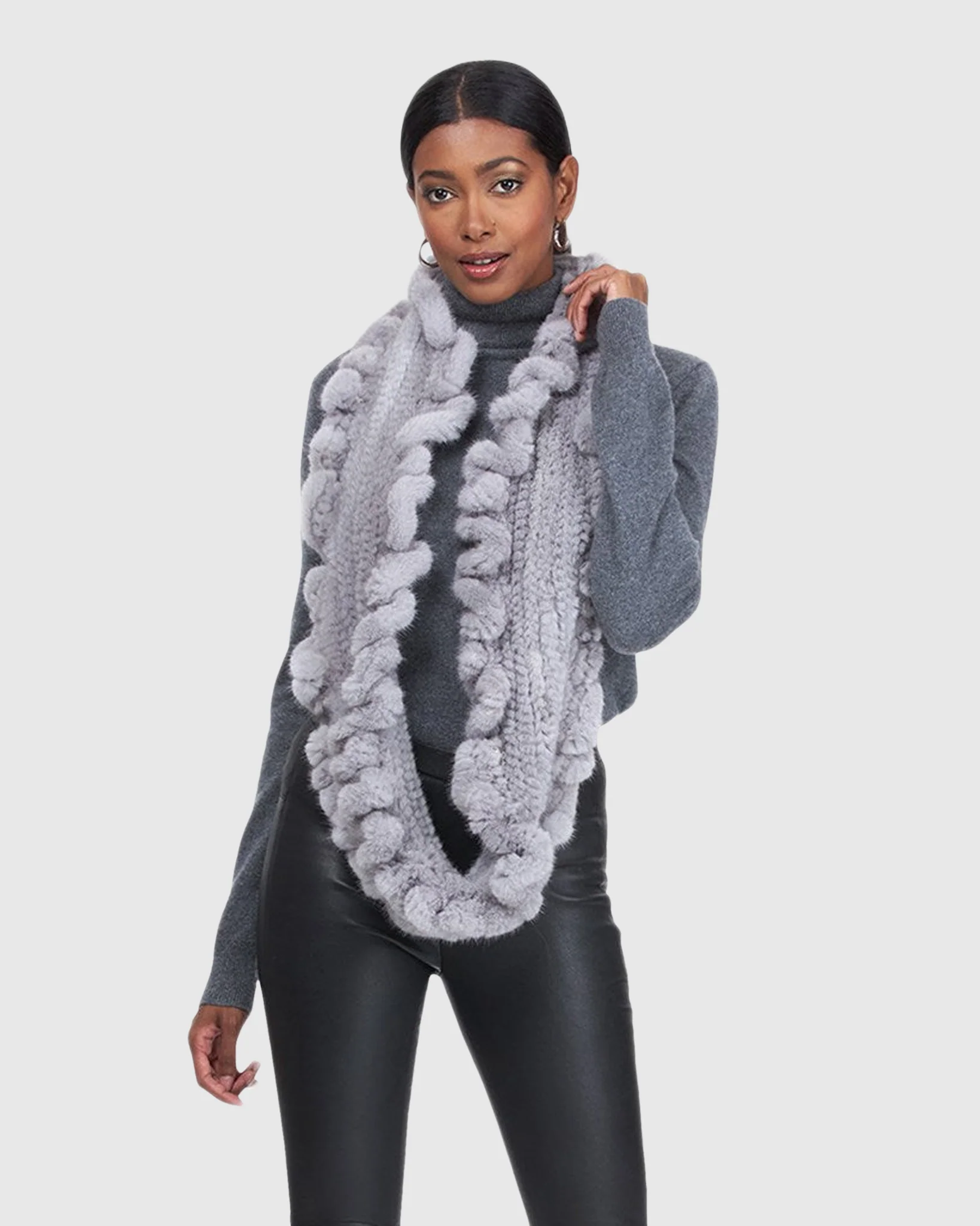 MINK KNIT INFINITY SCARF WITH RUFFLES - Image 2