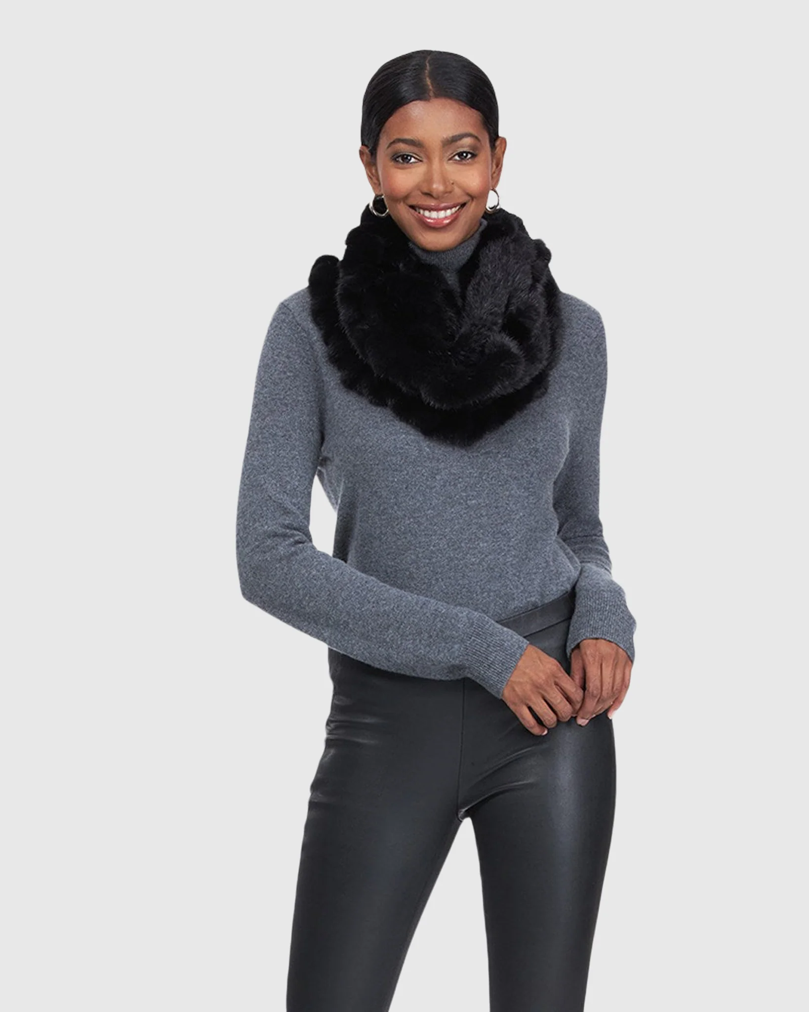 MINK KNIT INFINITY SCARF WITH RUFFLES - Image 3