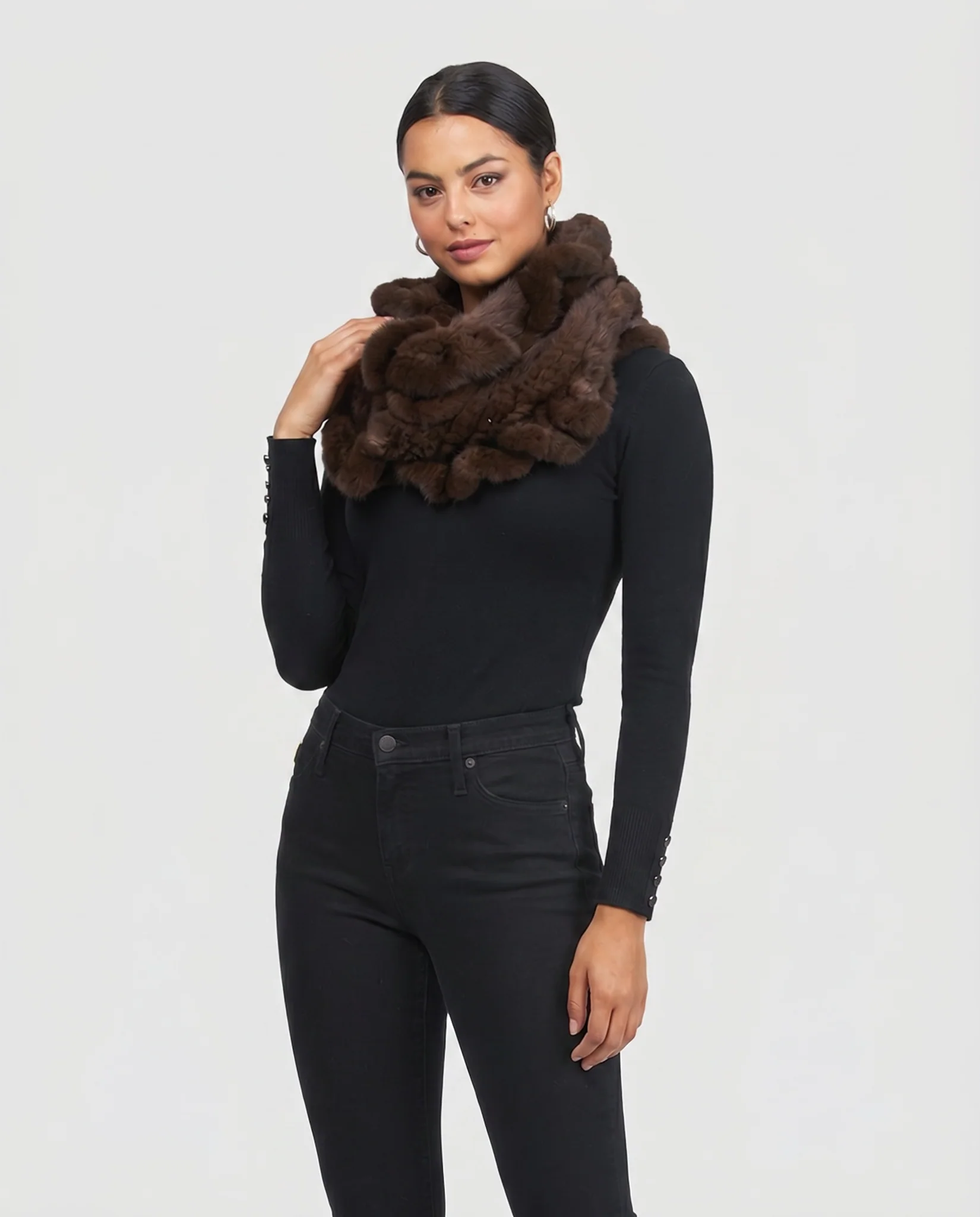 MINK KNIT INFINITY SCARF WITH RUFFLES - Image 7