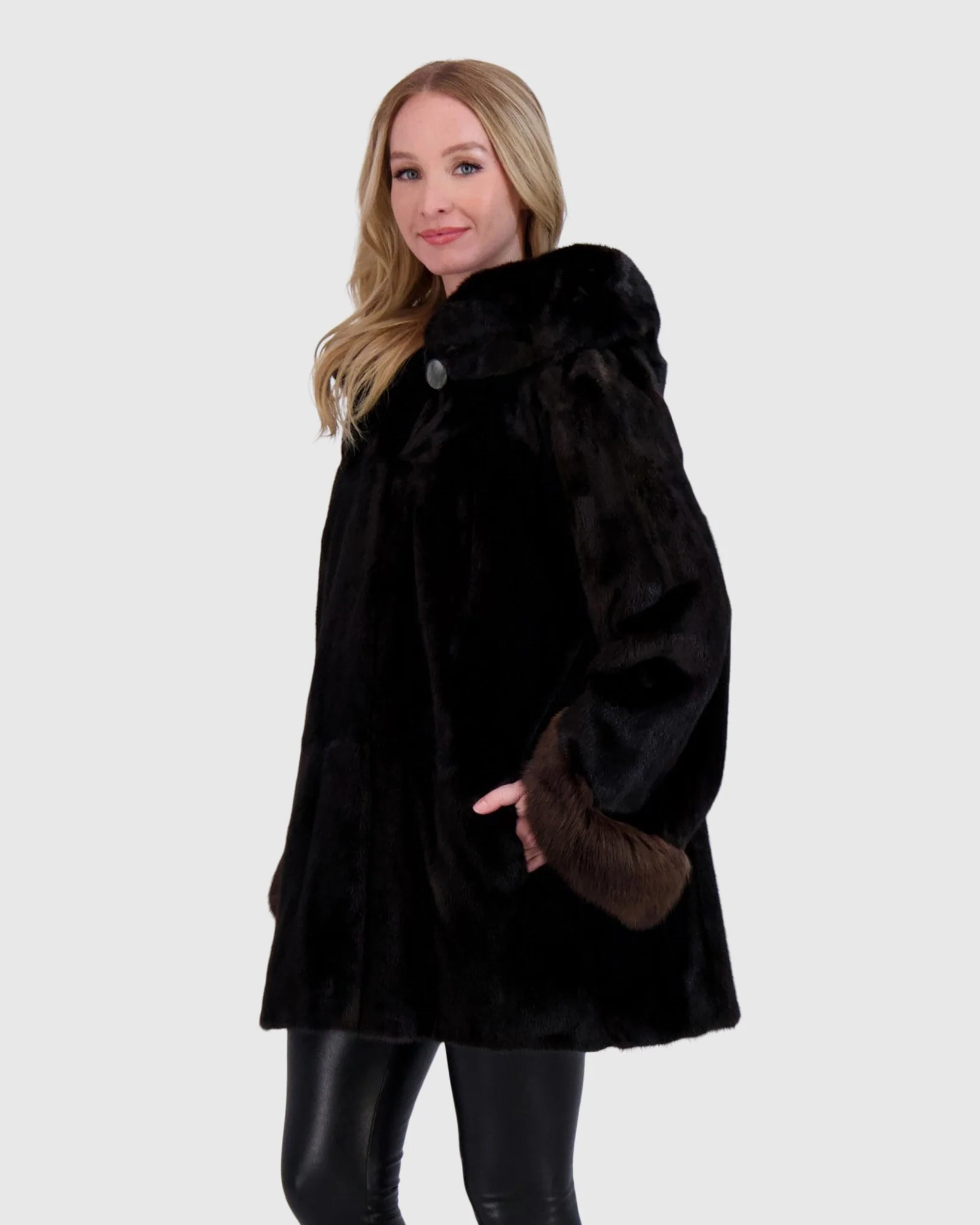 MINK PARKA WITH SABLE TRIM - Image 3