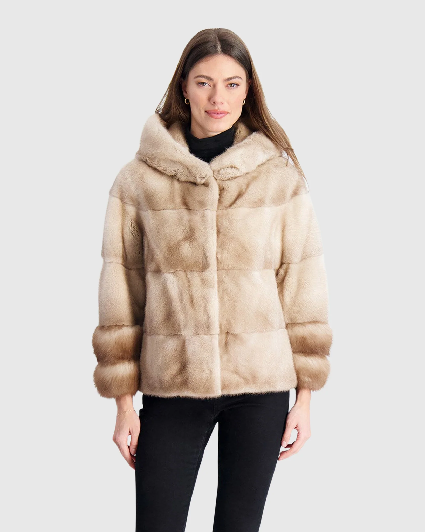 MINK PARKA WITH STONE MARTEN CUFFS