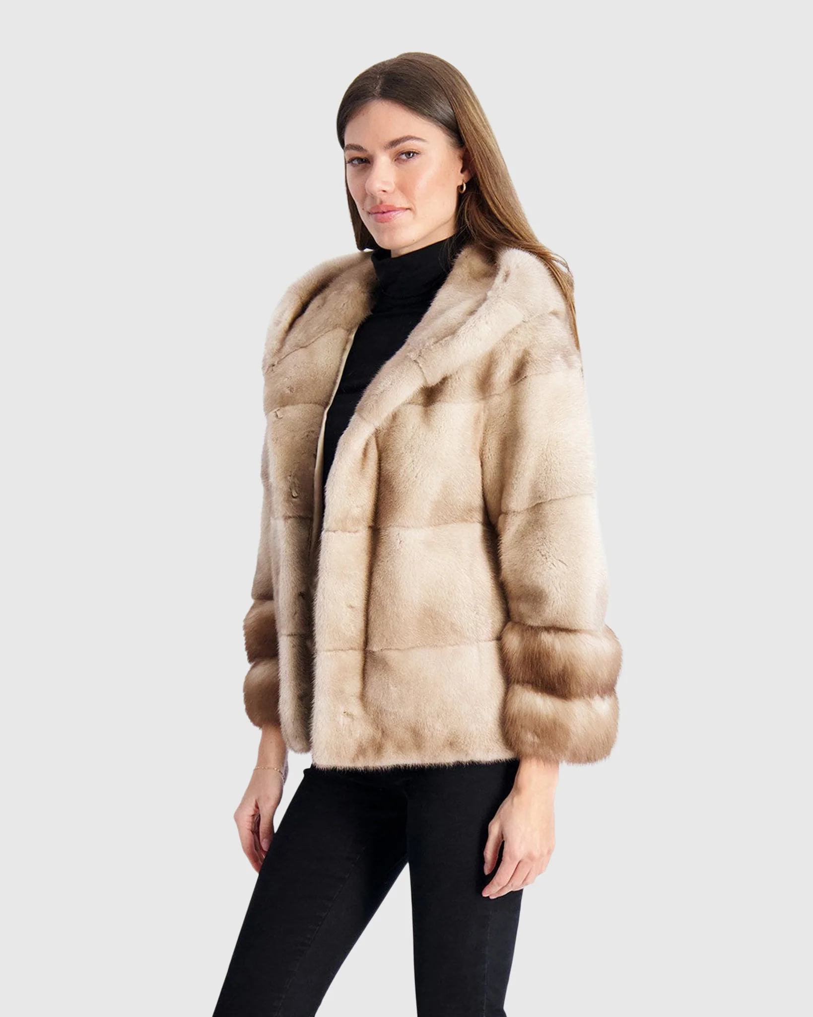 MINK PARKA WITH STONE MARTEN CUFFS - Image 2