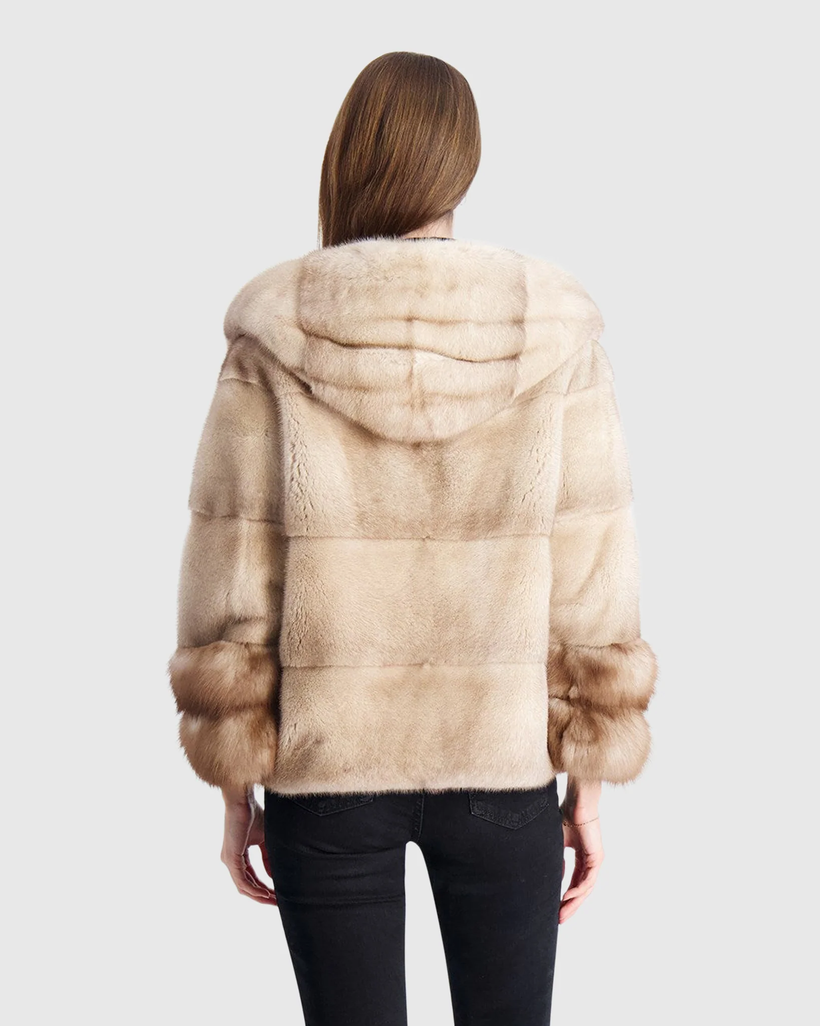 MINK PARKA WITH STONE MARTEN CUFFS - Image 3