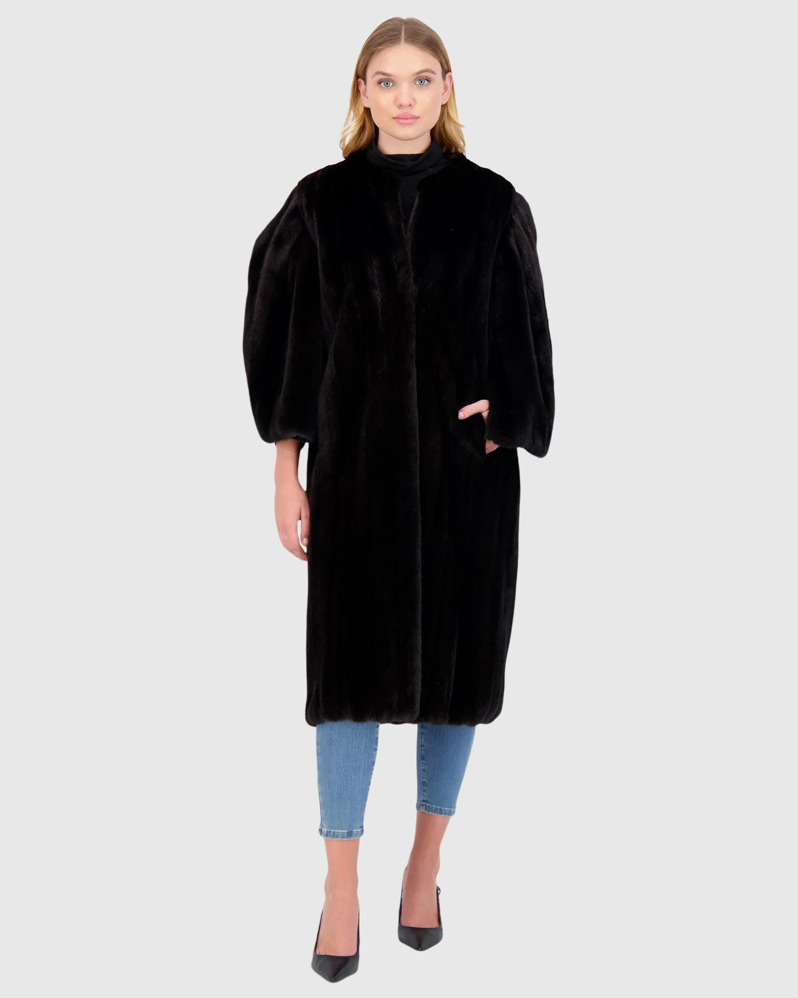 MINK SHORT COAT WITH CAPE TOP - Image 2