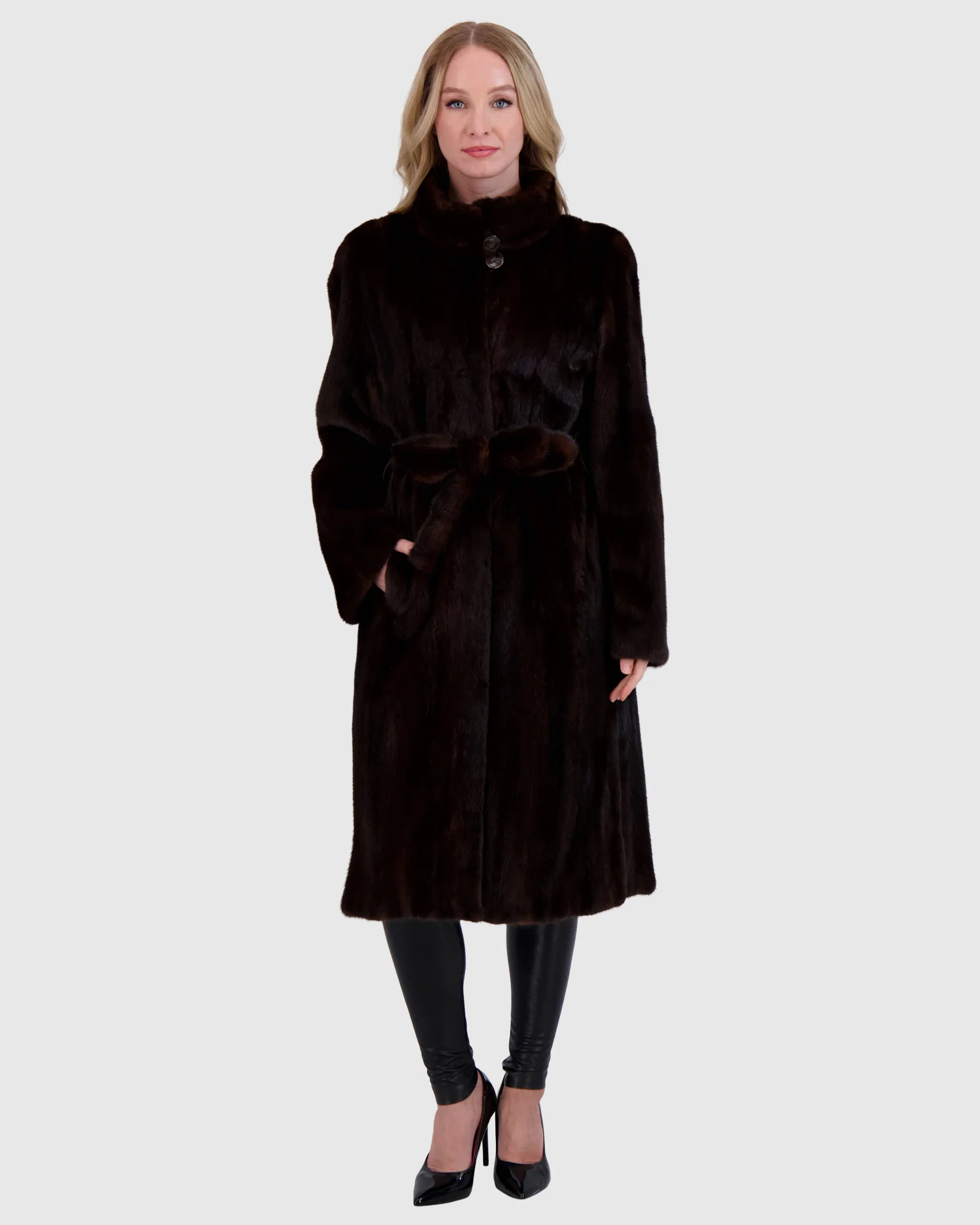MINK SHORT COAT WITH MINK BELT - Image 5