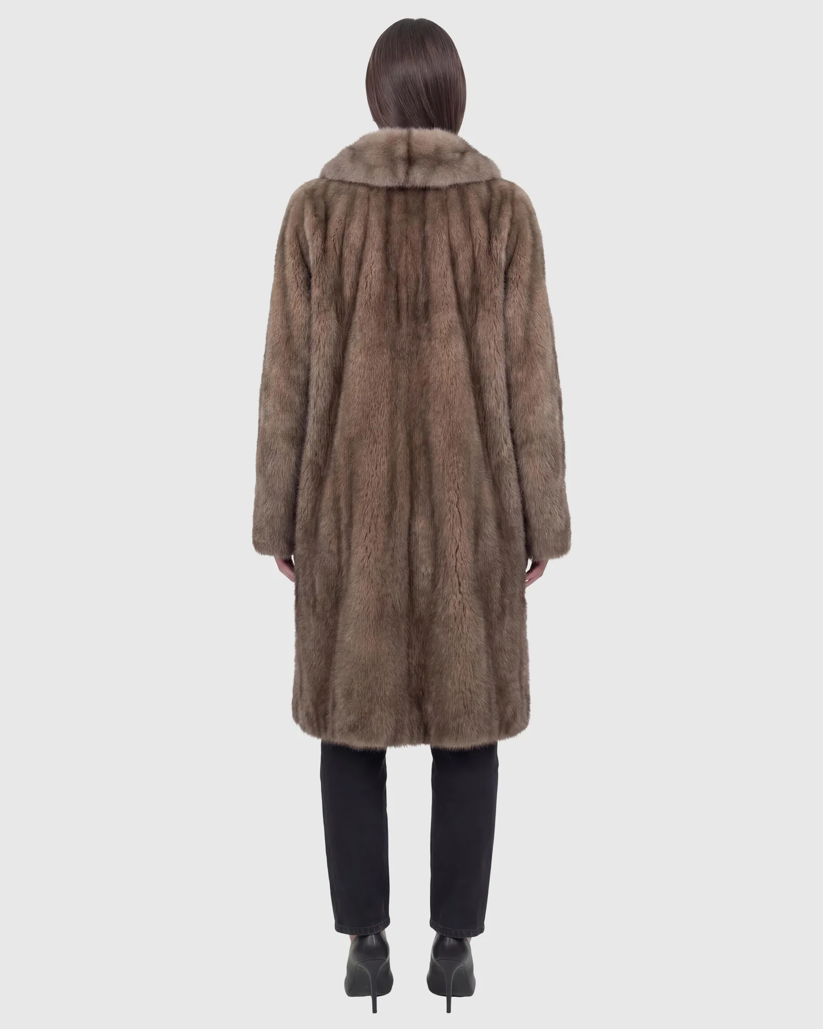 MINK STROLLER WITH SABLE COLLAR & POCKETS - Image 3