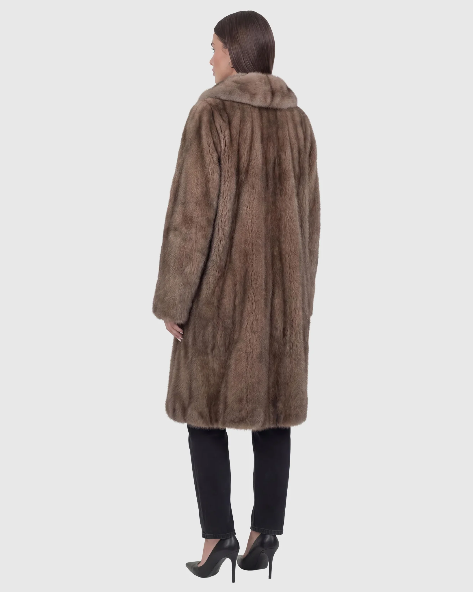 MINK STROLLER WITH SABLE COLLAR & POCKETS - Image 4