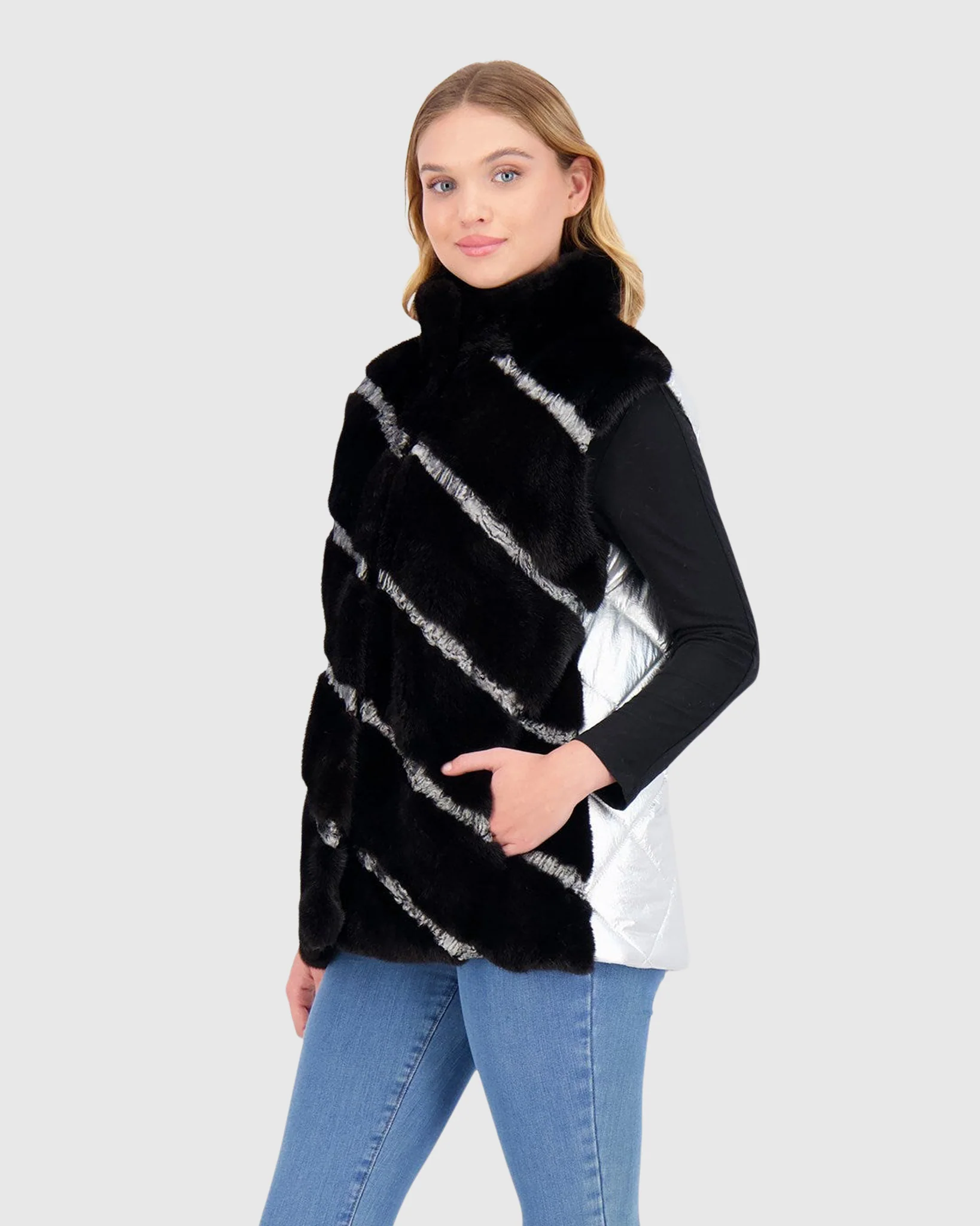 MINK VEST WITH LAMB TRIM - Image 3