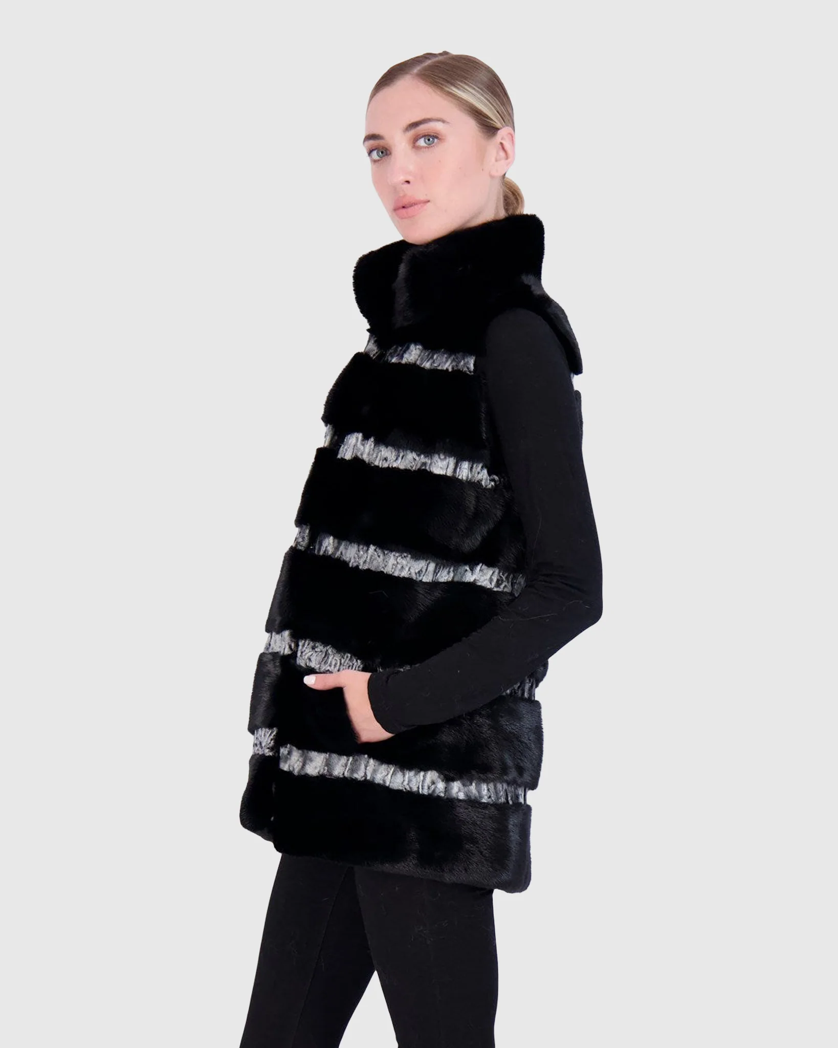 MINK VEST WITH PERSIAN LAMB TRIM - Image 3