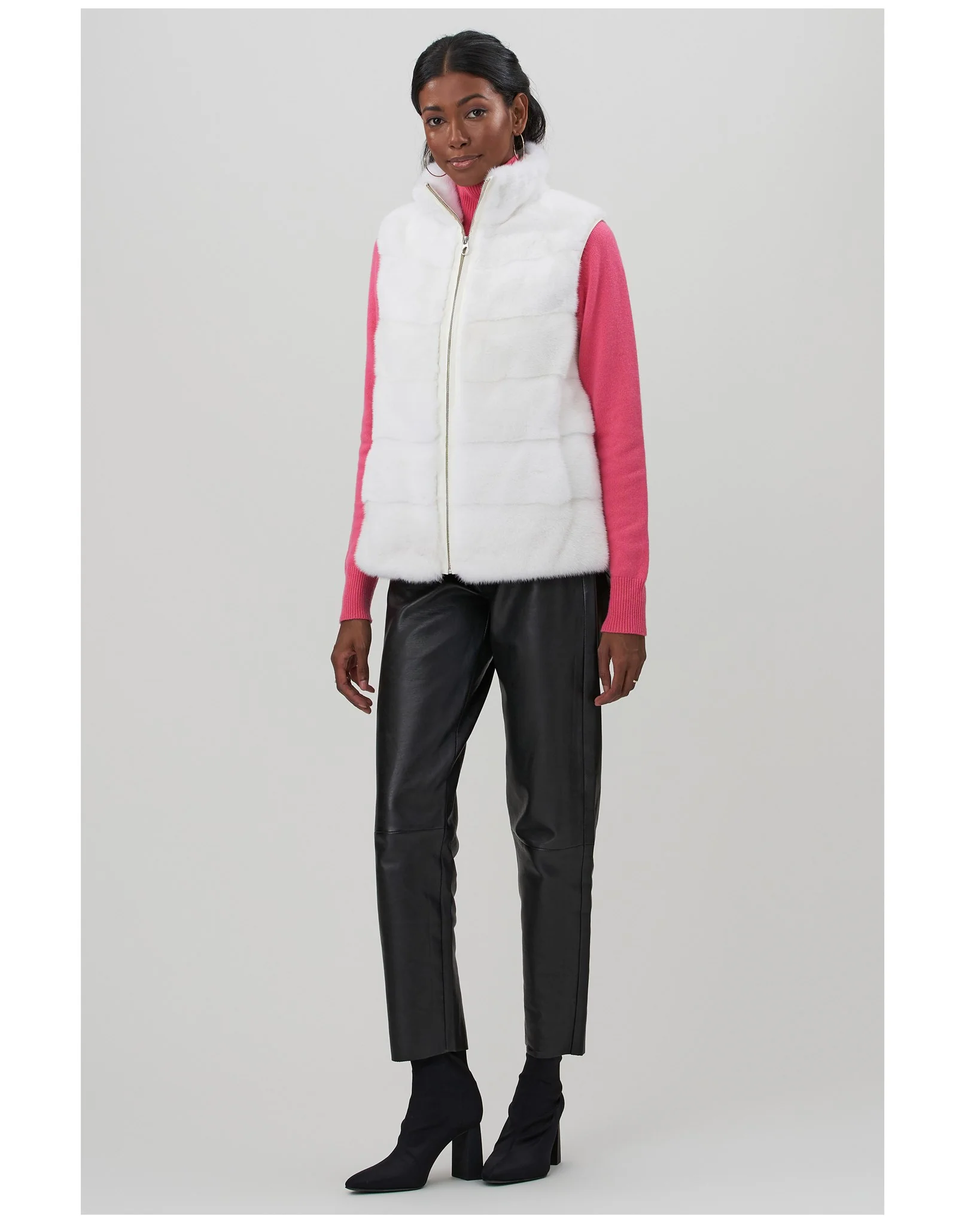 Mink Zip Vest With Down Back - Image 6