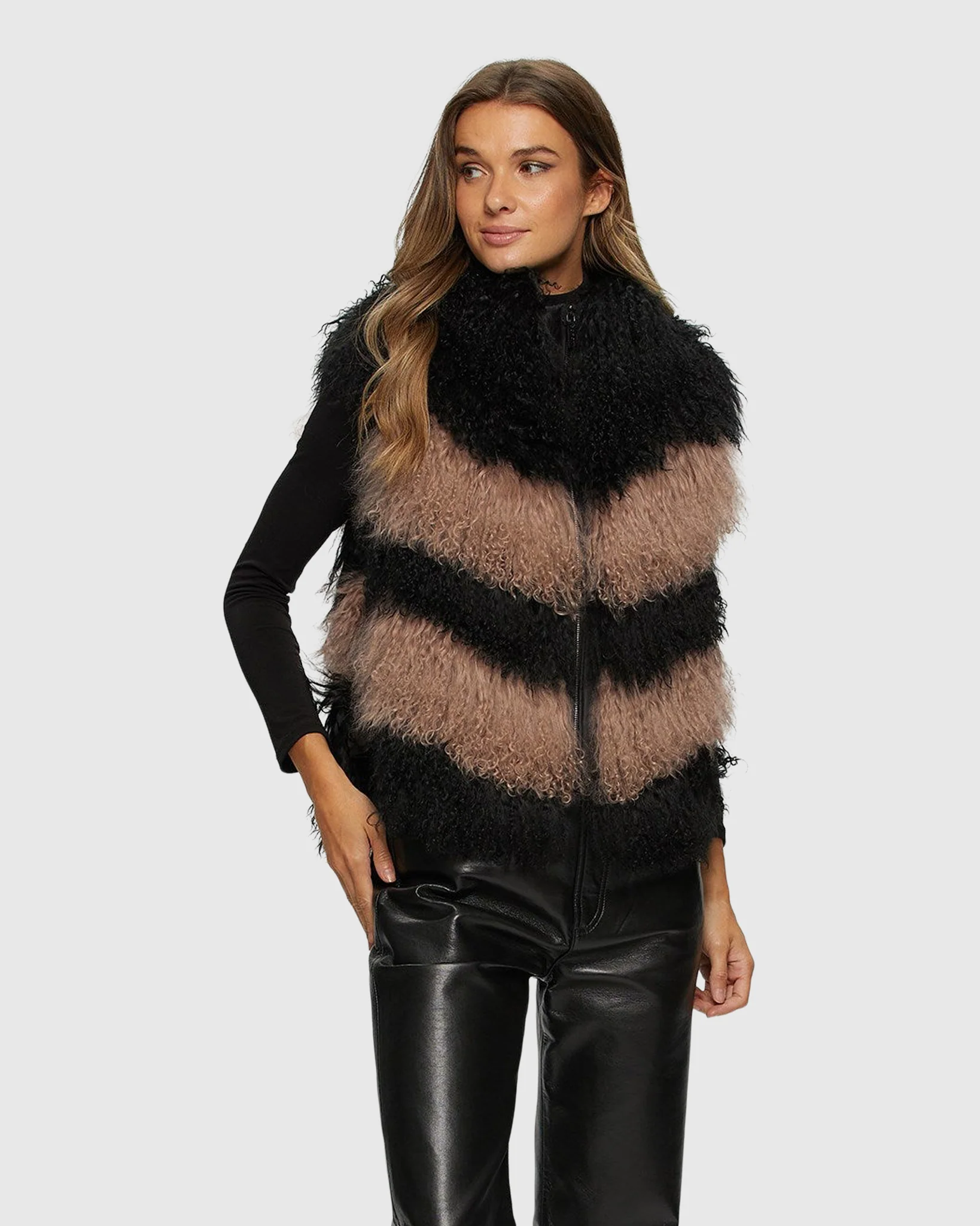Select Mongolian Lamb Vest With Nylon Trim - Image 4