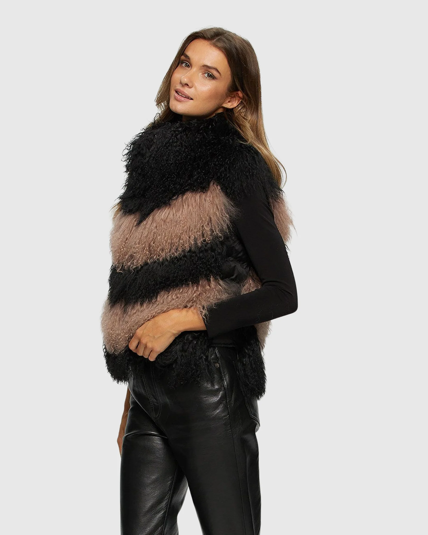 Select Mongolian Lamb Vest With Nylon Trim - Image 5