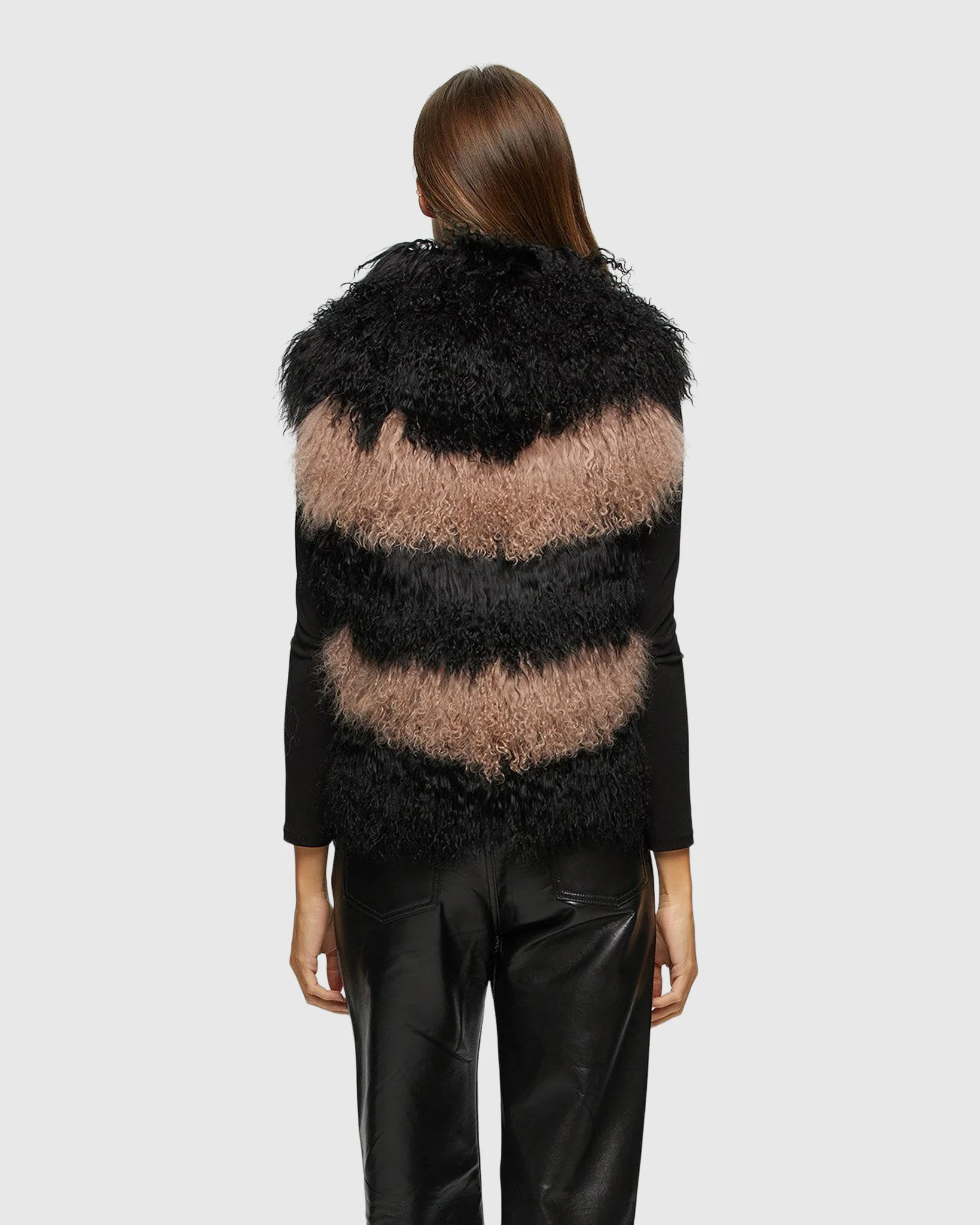Select Mongolian Lamb Vest With Nylon Trim - Image 6
