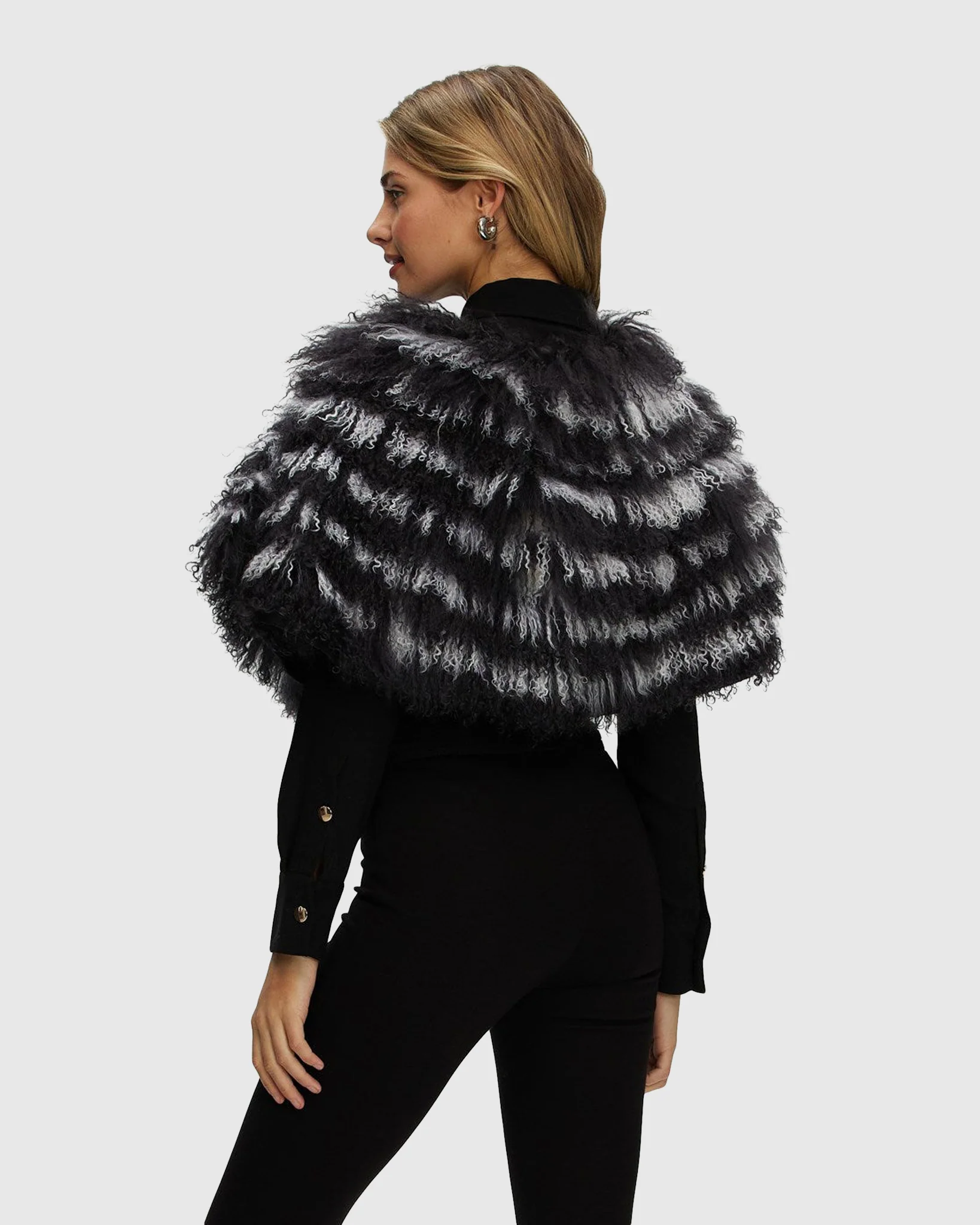Mongolian (tg) Shearling Lamb Stole Reversible To Loro Piana Cashmere And Wool - Image 11
