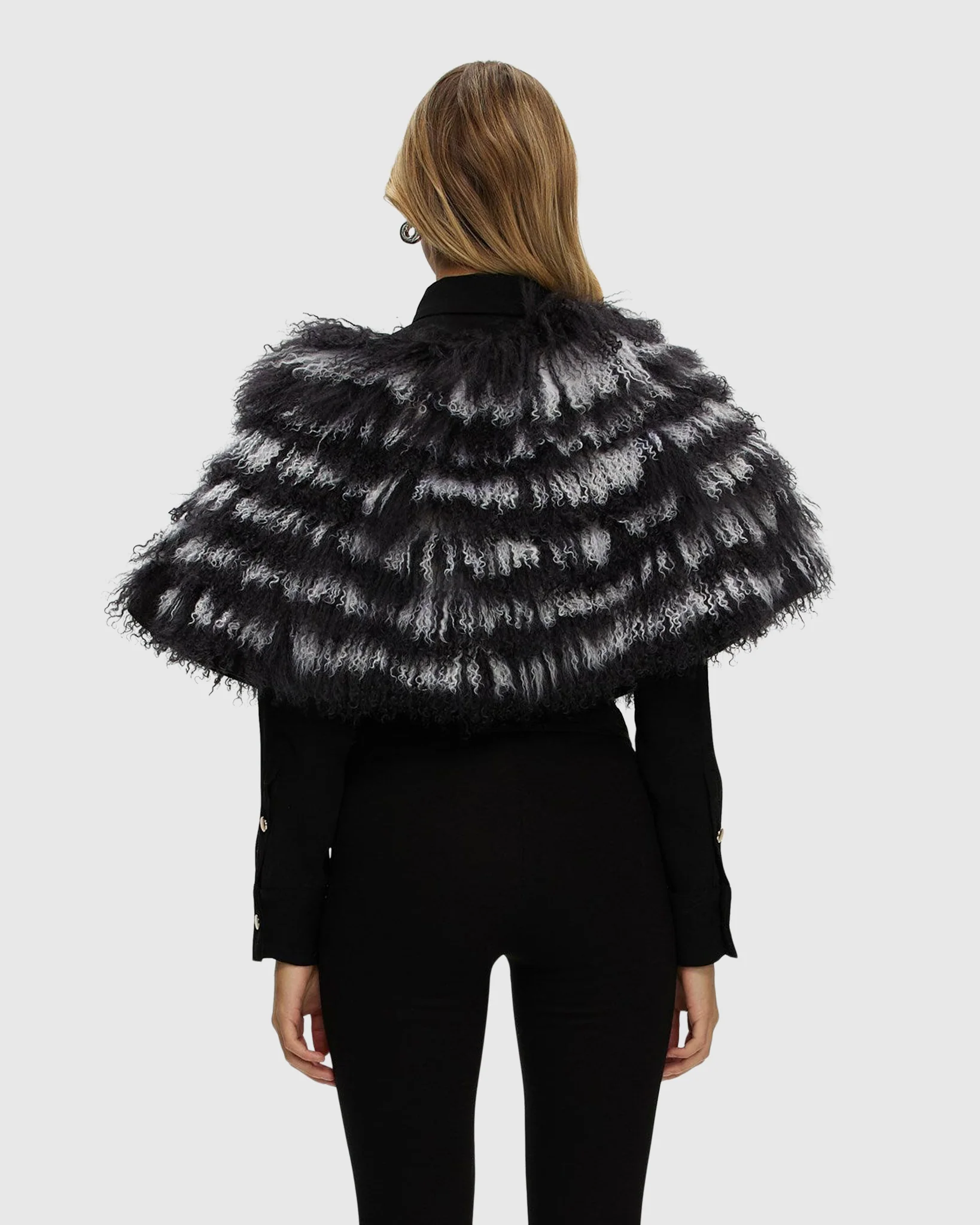 Mongolian (tg) Shearling Lamb Stole Reversible To Loro Piana Cashmere And Wool - Image 12