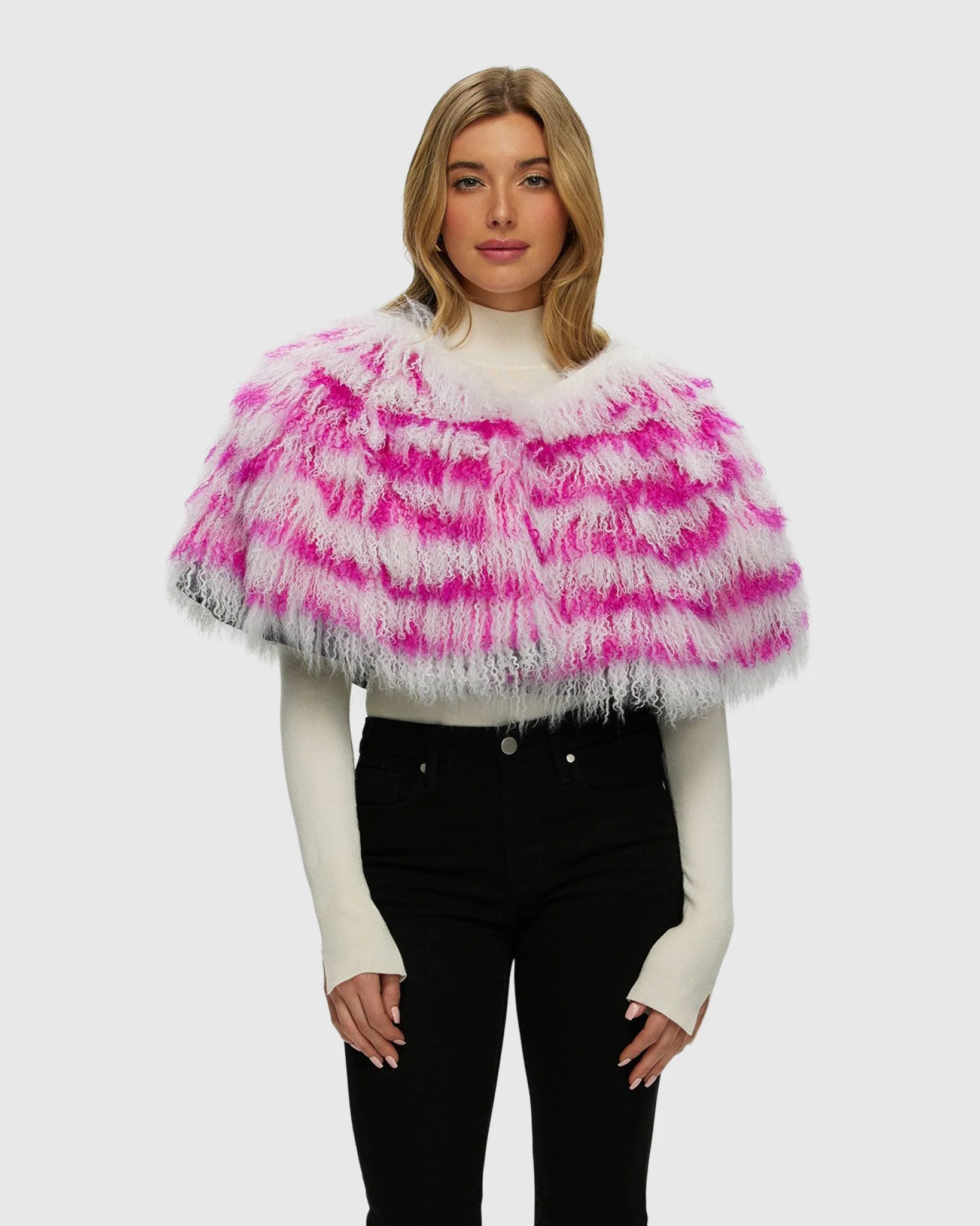 Mongolian (tg) Shearling Lamb Stole Reversible To Loro Piana Cashmere And Wool - Image 2