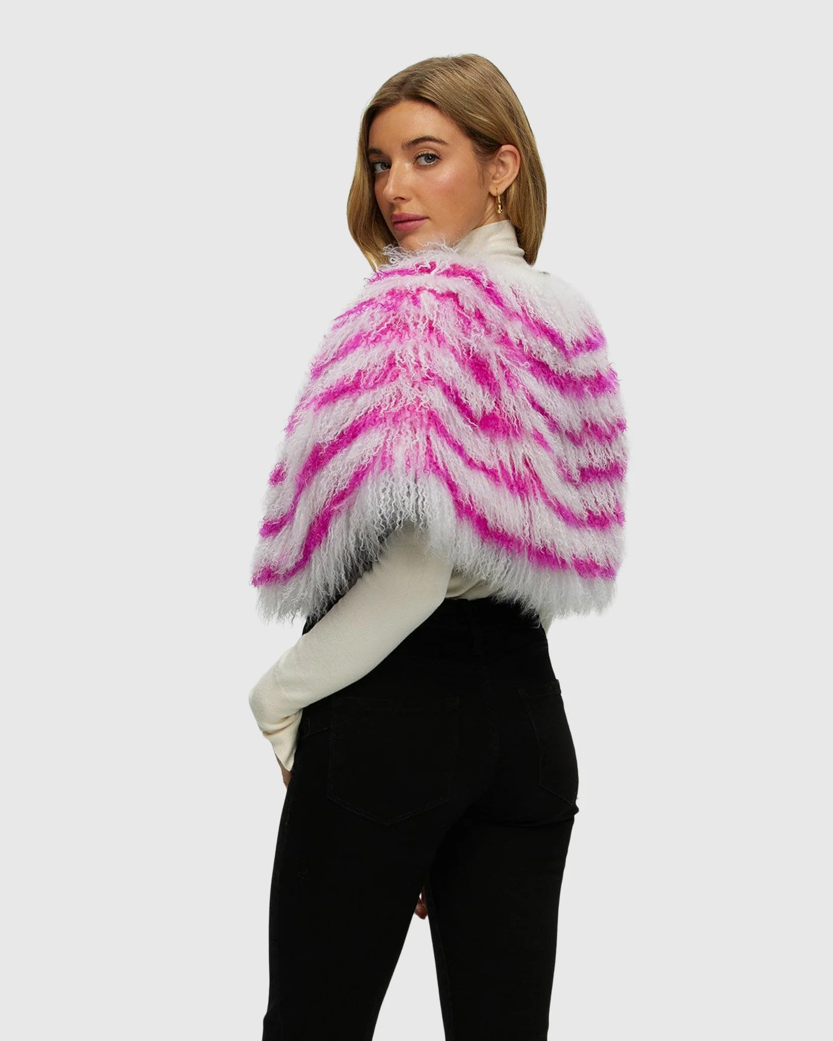 Mongolian (tg) Shearling Lamb Stole Reversible To Loro Piana Cashmere And Wool - Image 3