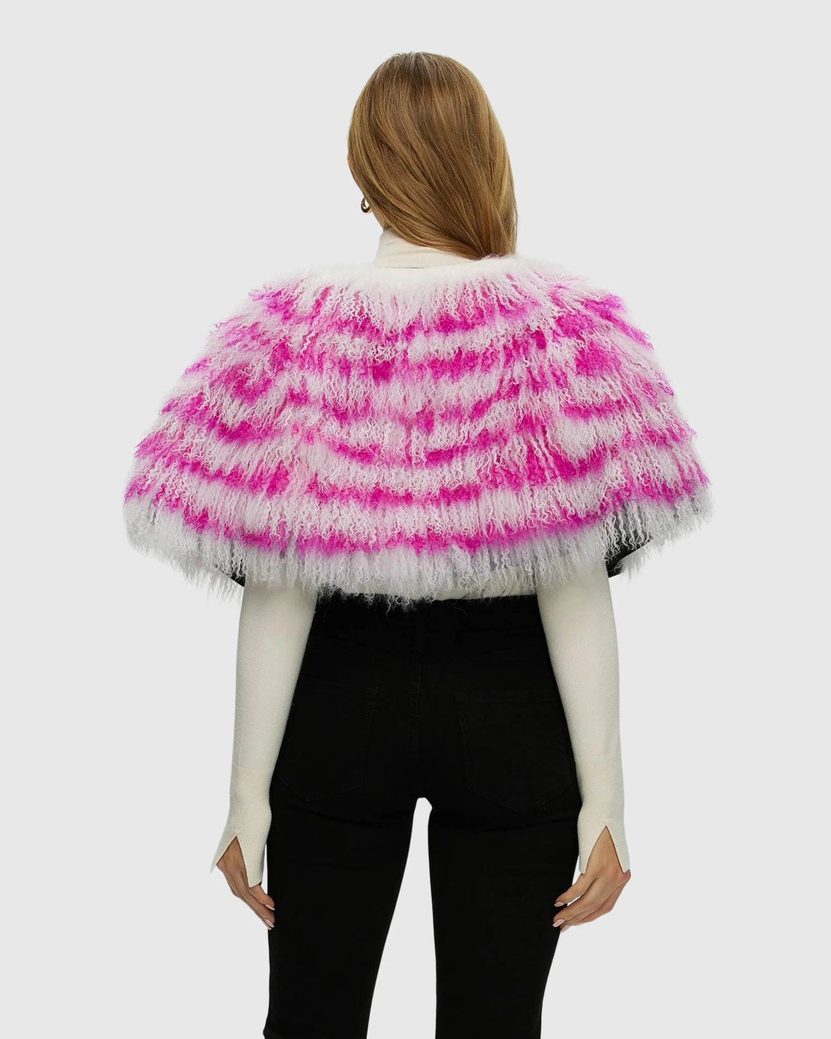 Mongolian (tg) Shearling Lamb Stole Reversible To Loro Piana Cashmere And Wool - Image 4