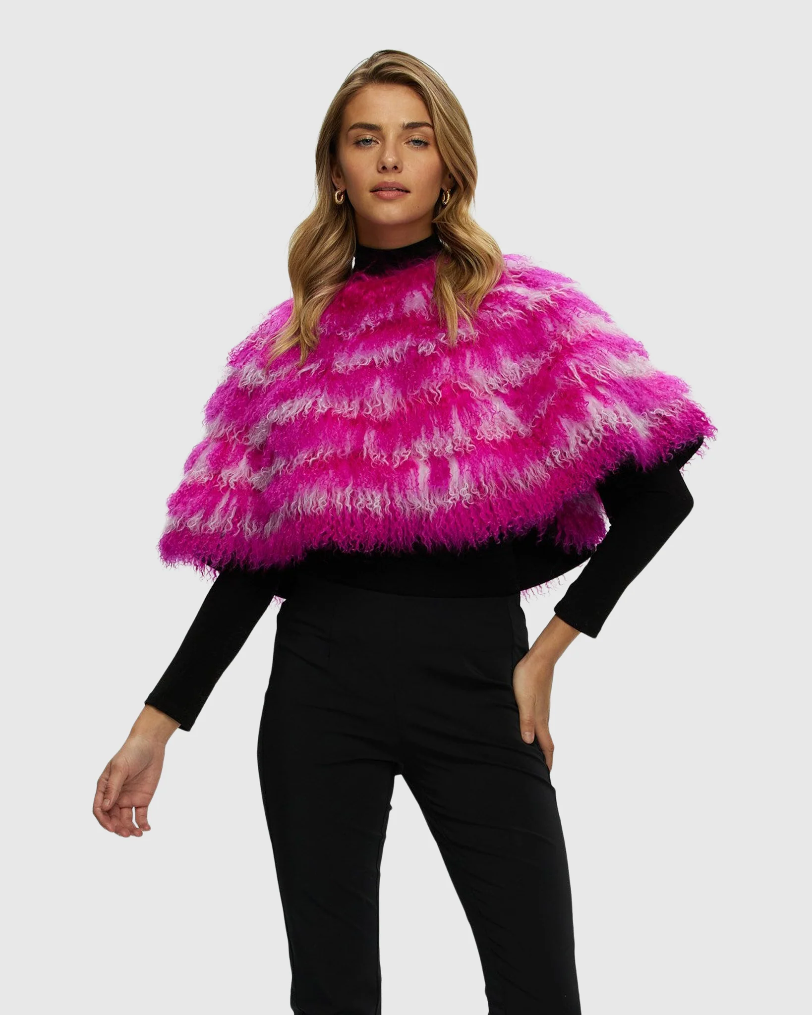 Mongolian (tg) Shearling Lamb Stole Reversible To Loro Piana Cashmere And Wool - Image 5