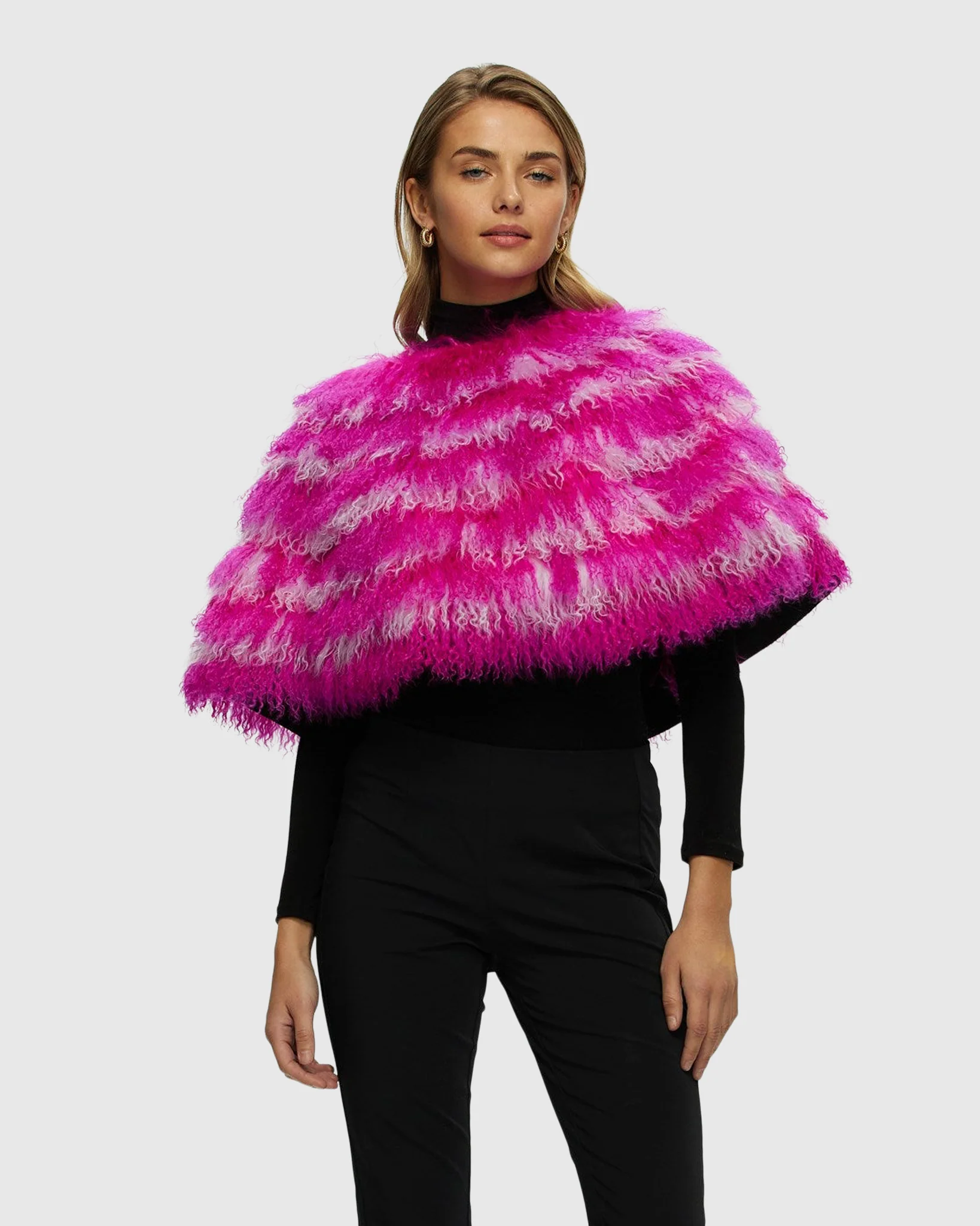 Mongolian (tg) Shearling Lamb Stole Reversible To Loro Piana Cashmere And Wool - Image 6