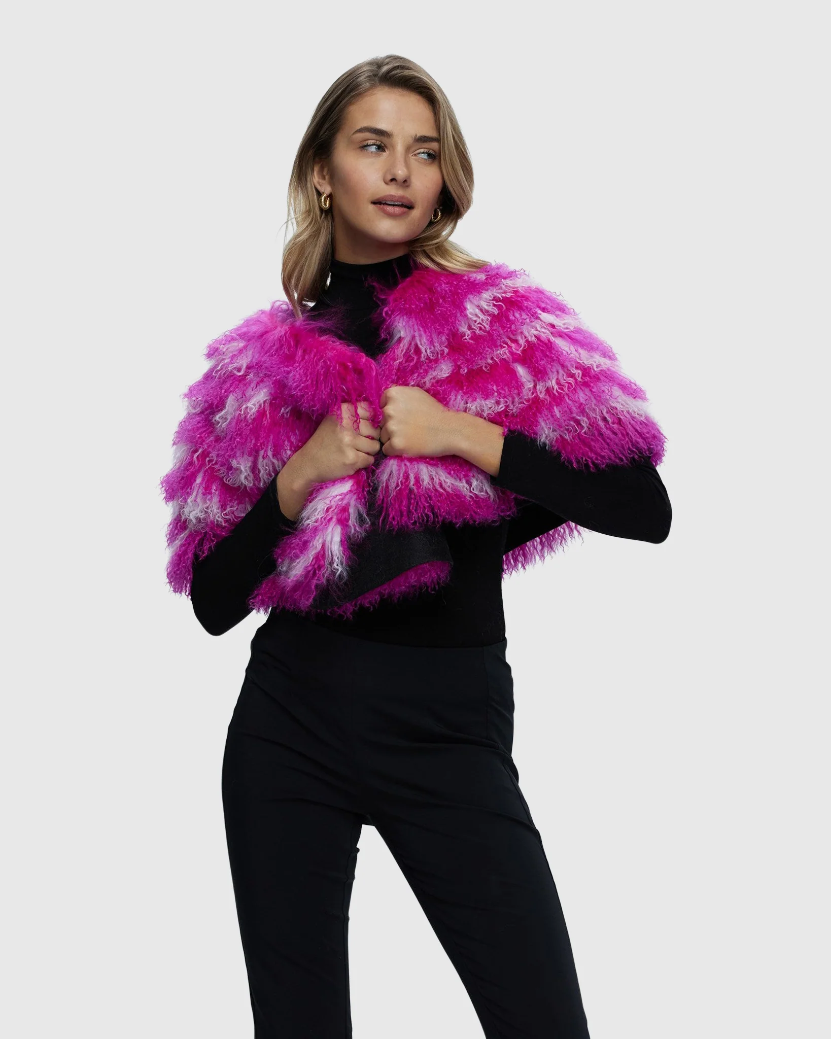 Mongolian (tg) Shearling Lamb Stole Reversible To Loro Piana Cashmere And Wool - Image 8