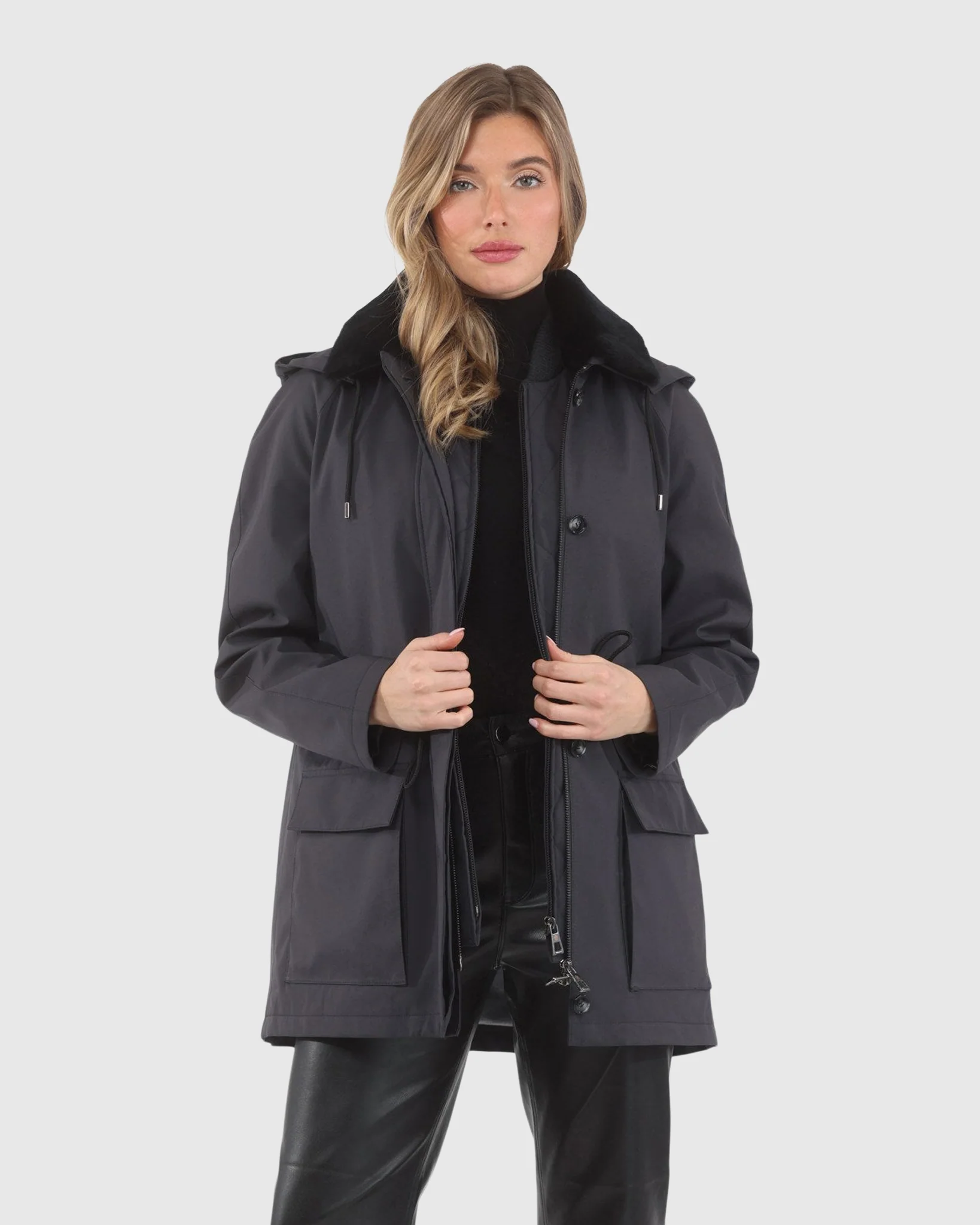 PARKA WITH DETACHABLE HOOD AND SELECT SHEARLING LAMB COLLAR, REMOVABLE VEST (2 PCS) - Image 5
