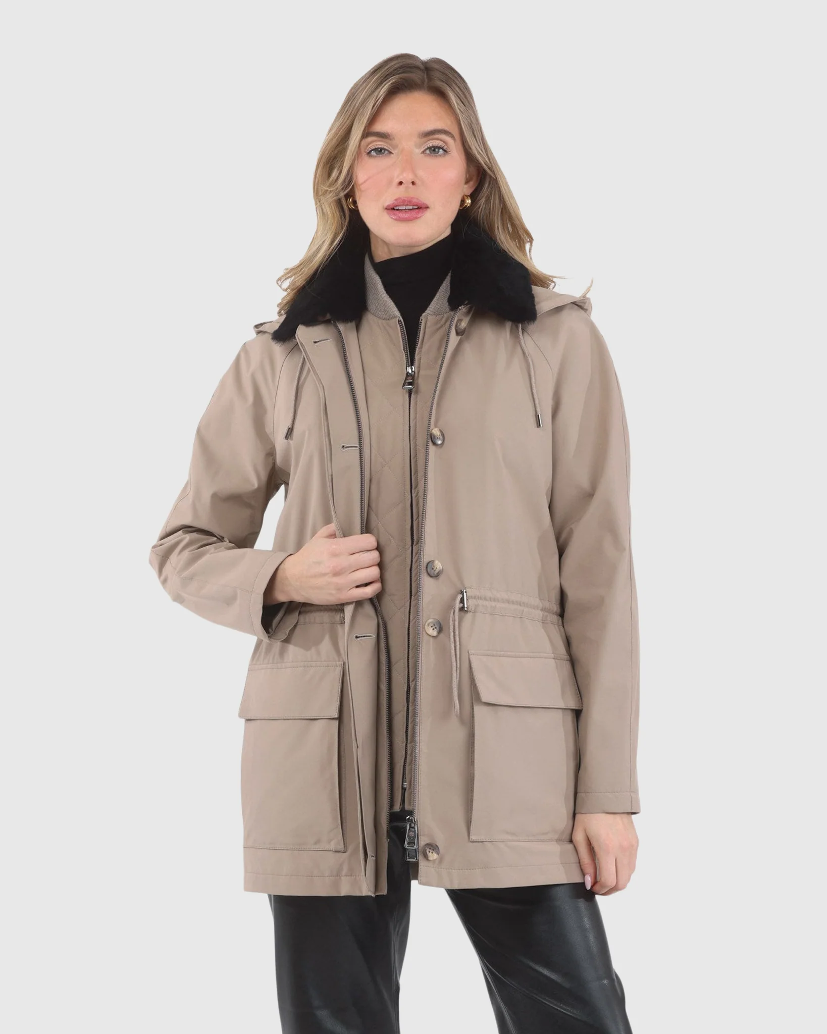 PARKA WITH DETACHABLE HOOD AND SELECT SHEARLING LAMB COLLAR, REMOVABLE VEST (2 PCS) - Image 7