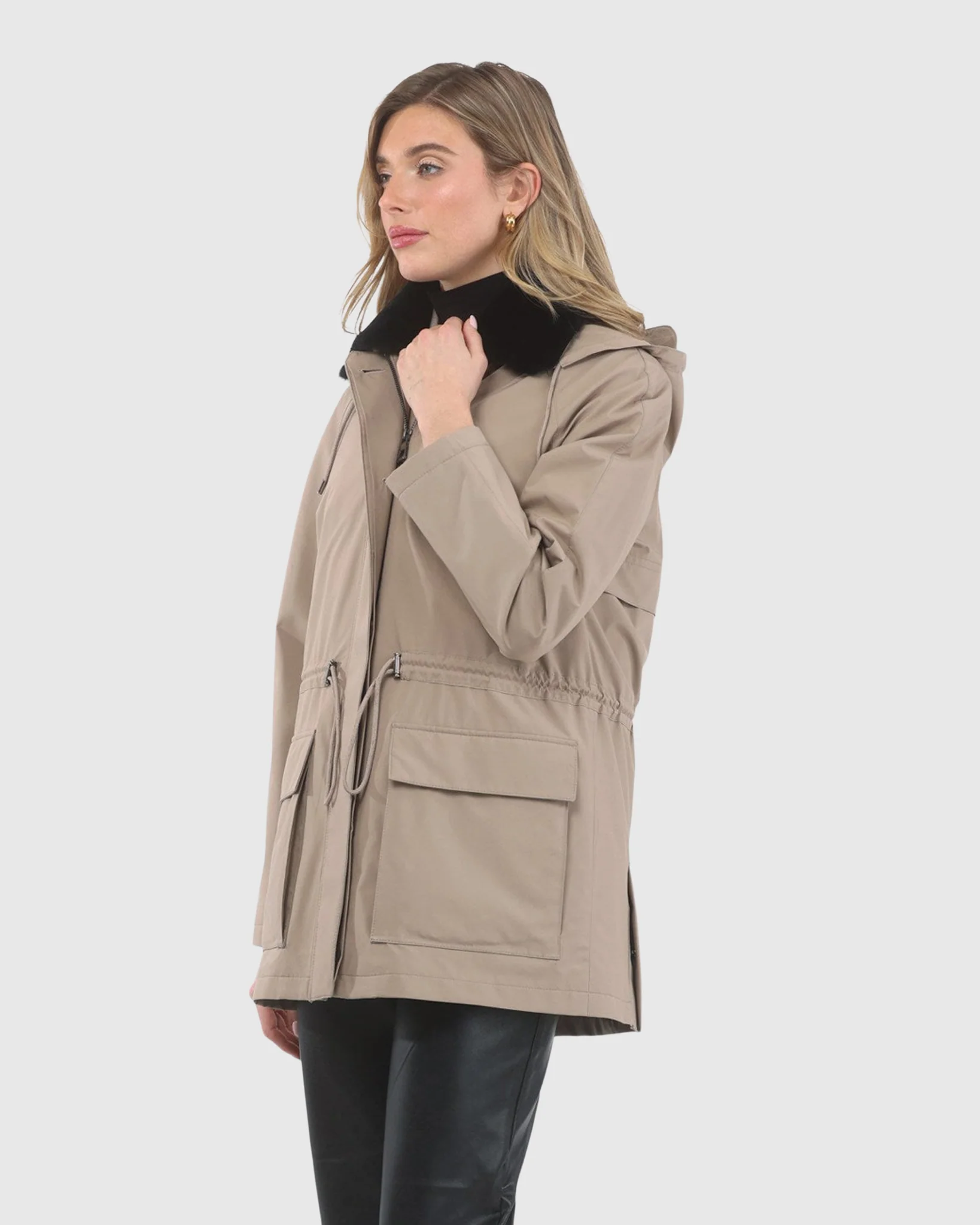 PARKA WITH DETACHABLE HOOD AND SELECT SHEARLING LAMB COLLAR, REMOVABLE VEST (2 PCS) - Image 9