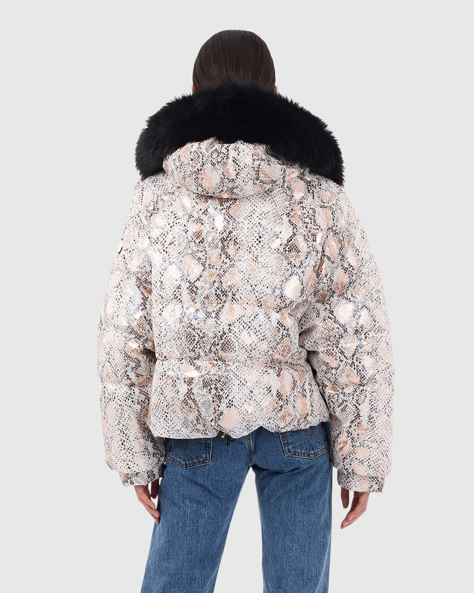 Printed Après-Ski Jacket With Detachable Toscana Shearling Lamb Hood Trim - Image 4