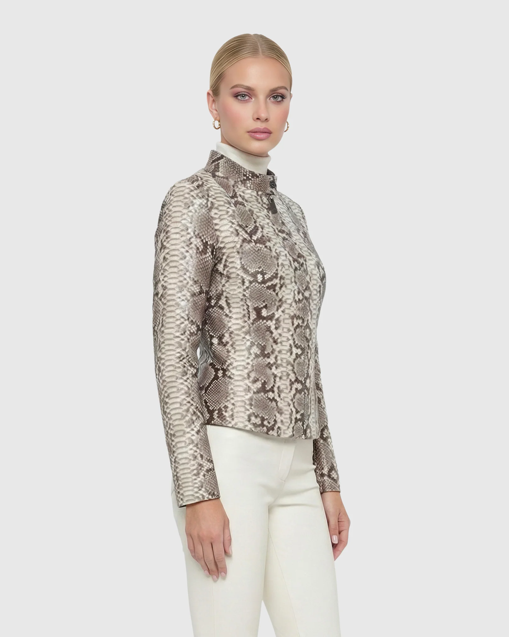 Python Leather Zip Jacket - Image 3