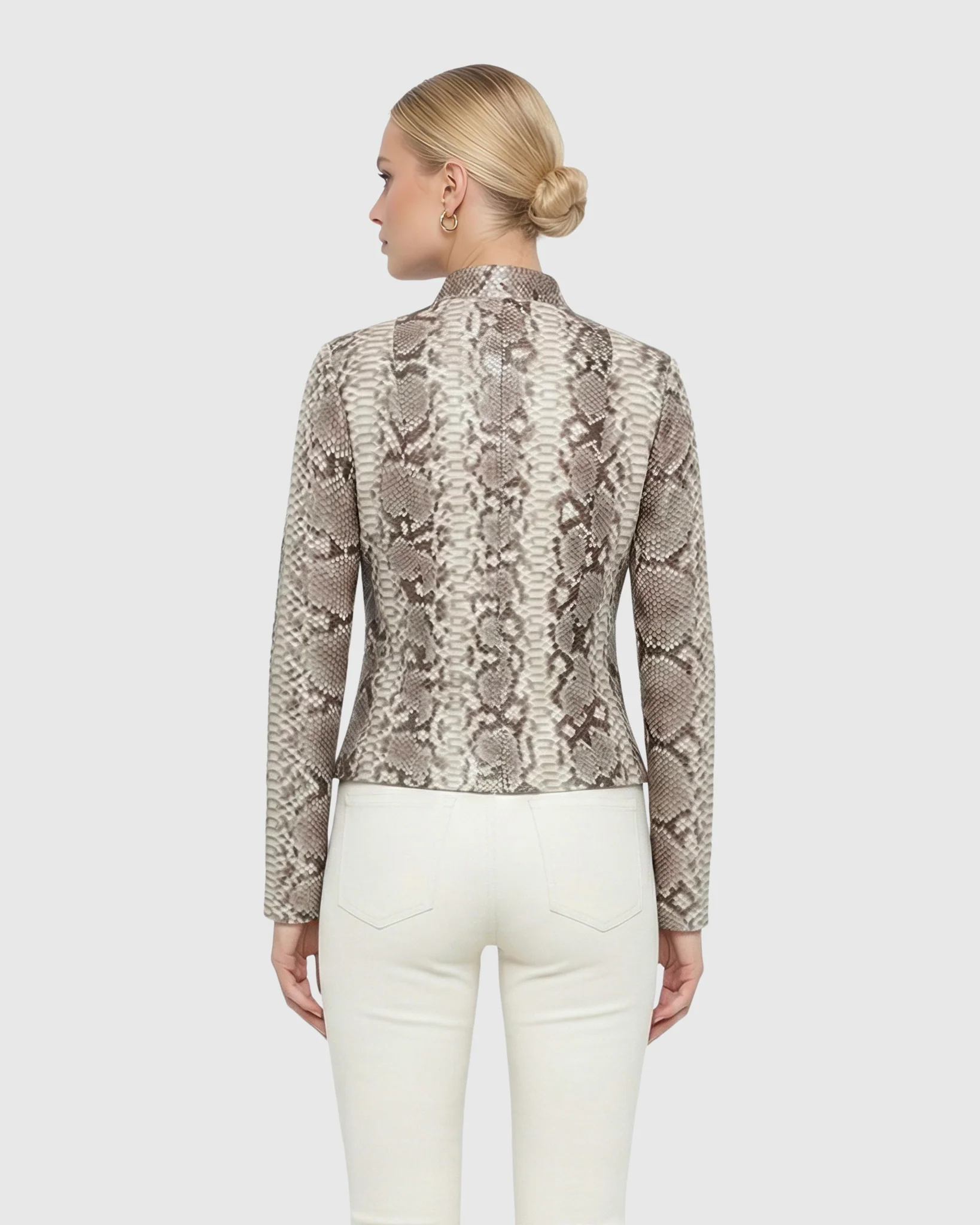 Python Leather Zip Jacket - Image 4