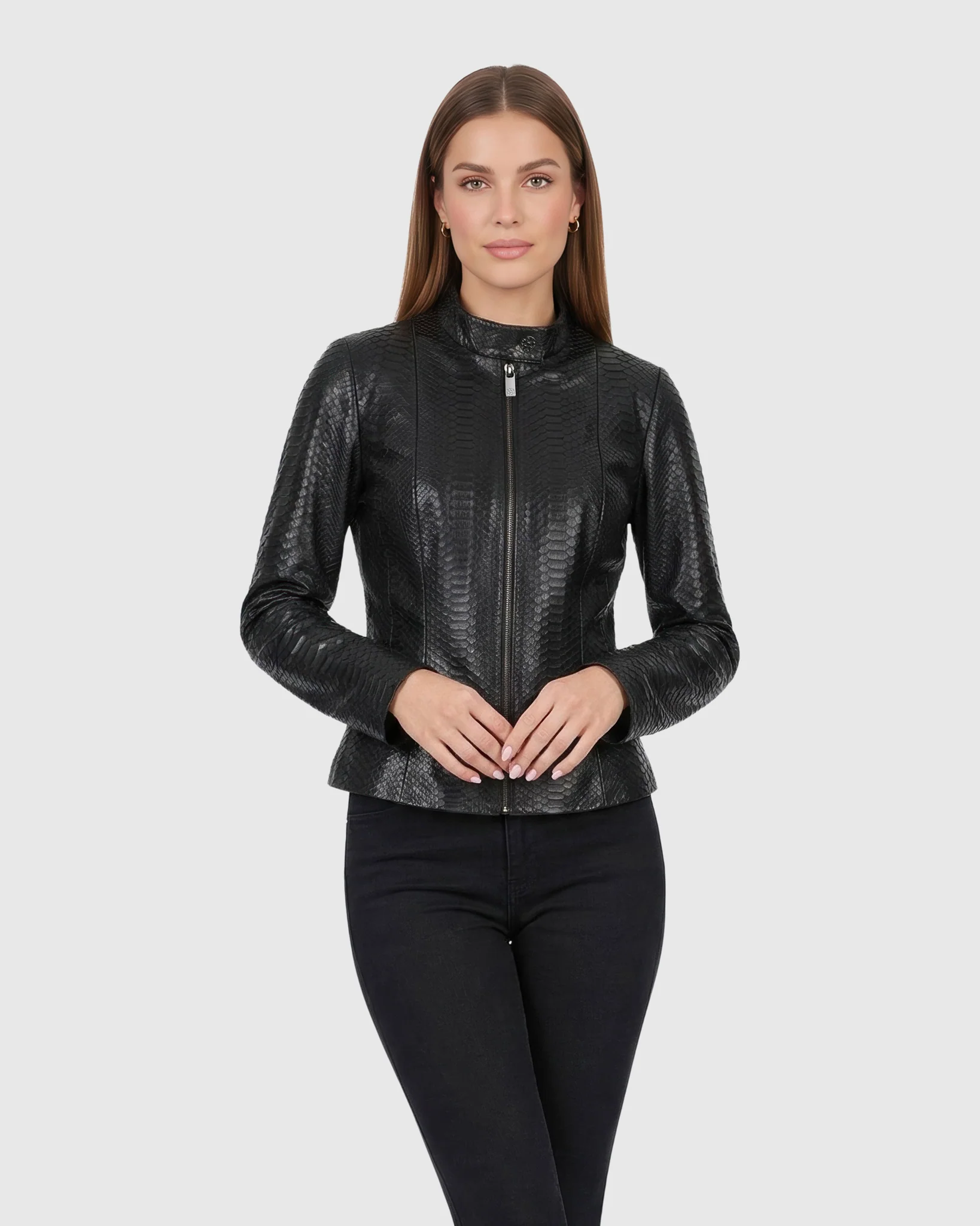 Python Leather Zip Jacket - Image 6