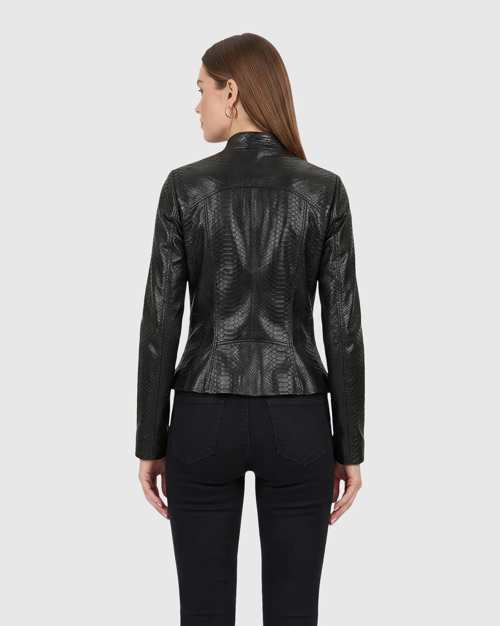 Python Leather Zip Jacket - Image 9