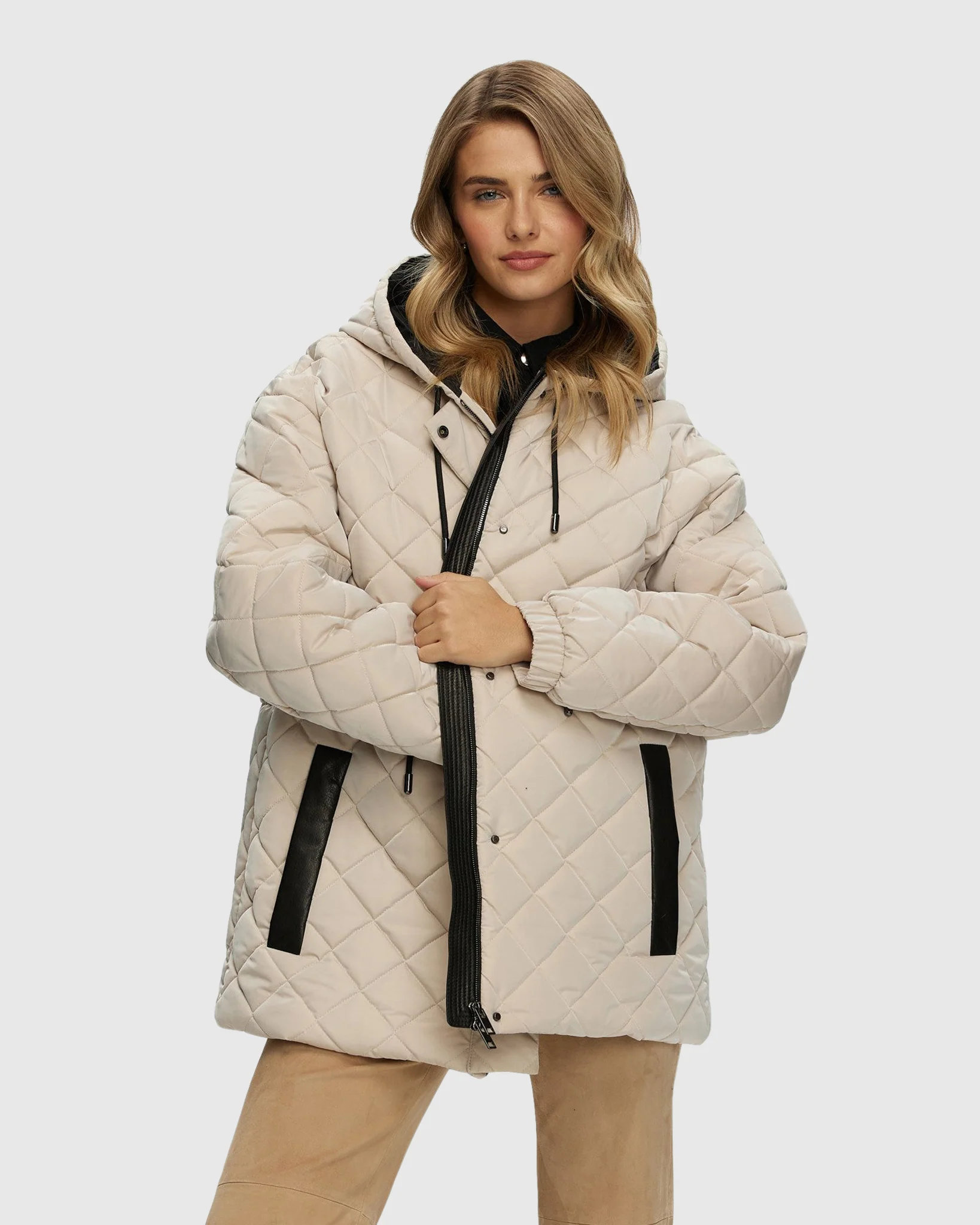 QUILTED FABRIC ZIP JACKET WITH HOOD - Image 4