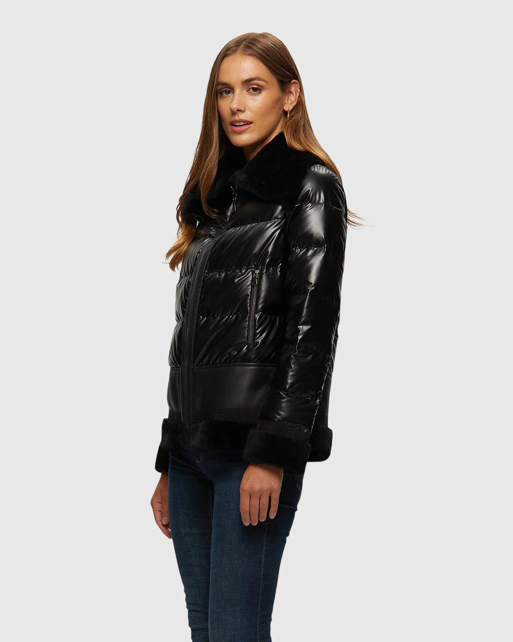 QUILTED JACKET WITH MERINO SHEARLING LAMB TRIM - Image 2