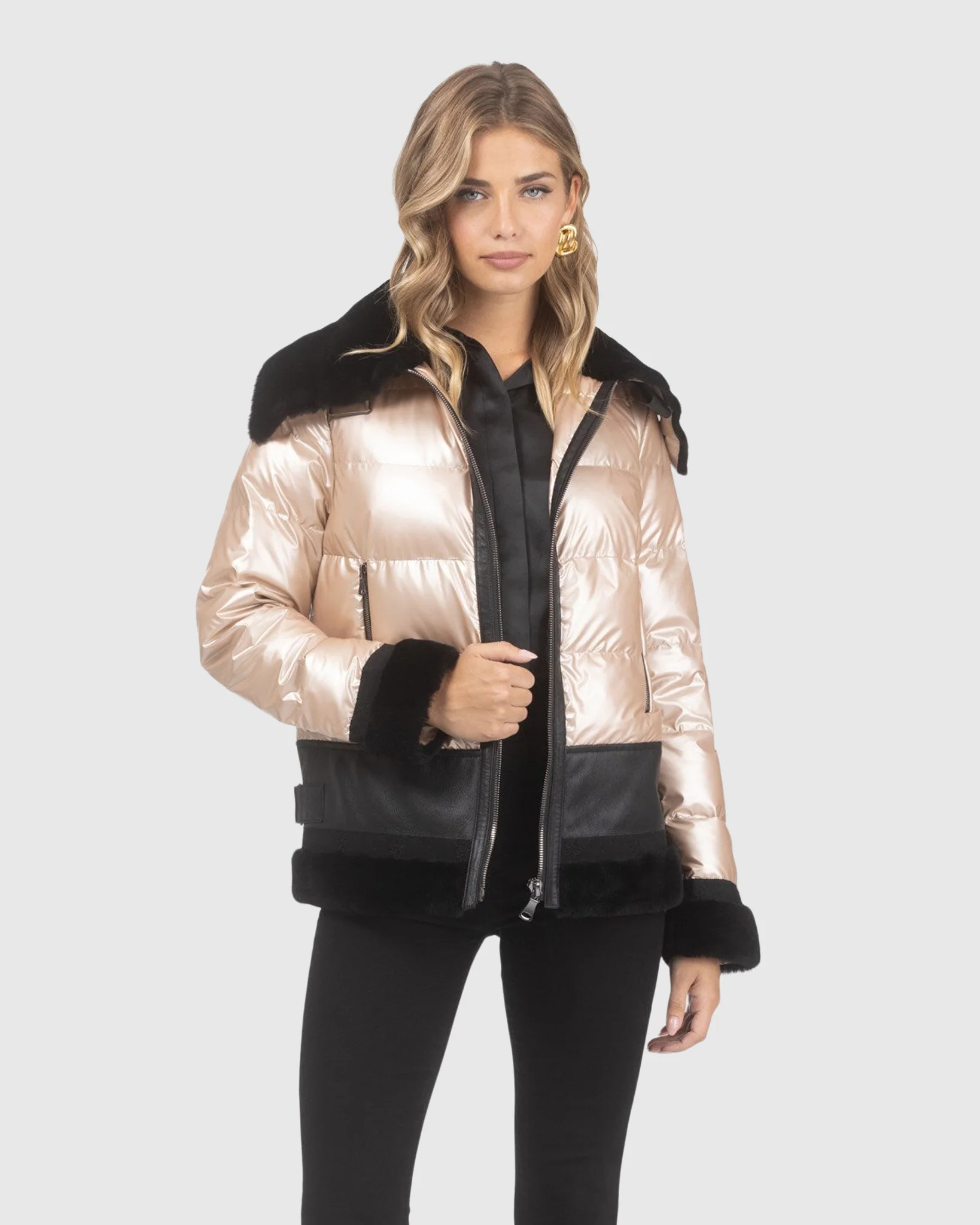 QUILTED JACKET WITH MERINO SHEARLING LAMB TRIM - Image 4