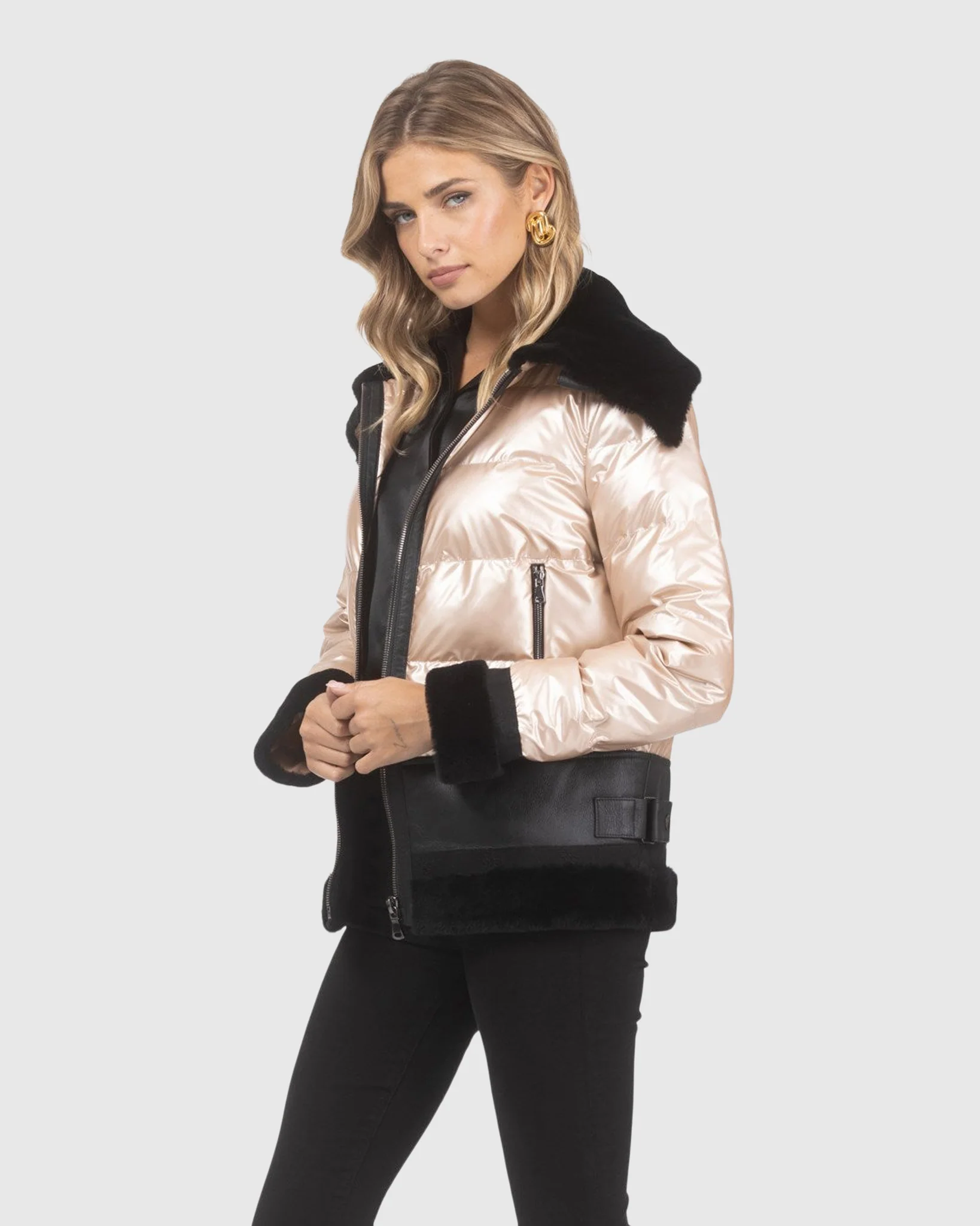 QUILTED JACKET WITH MERINO SHEARLING LAMB TRIM - Image 5